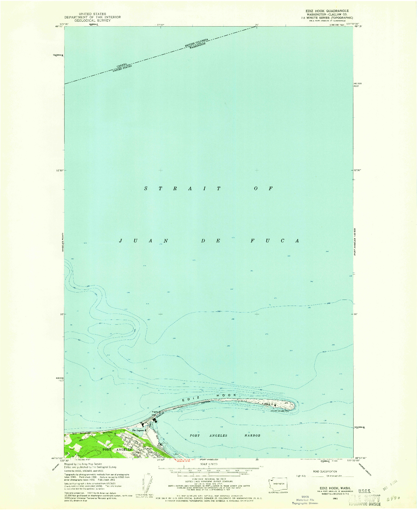 USGS 1:24000-SCALE QUADRANGLE FOR EDIZ HOOK, WA 1961