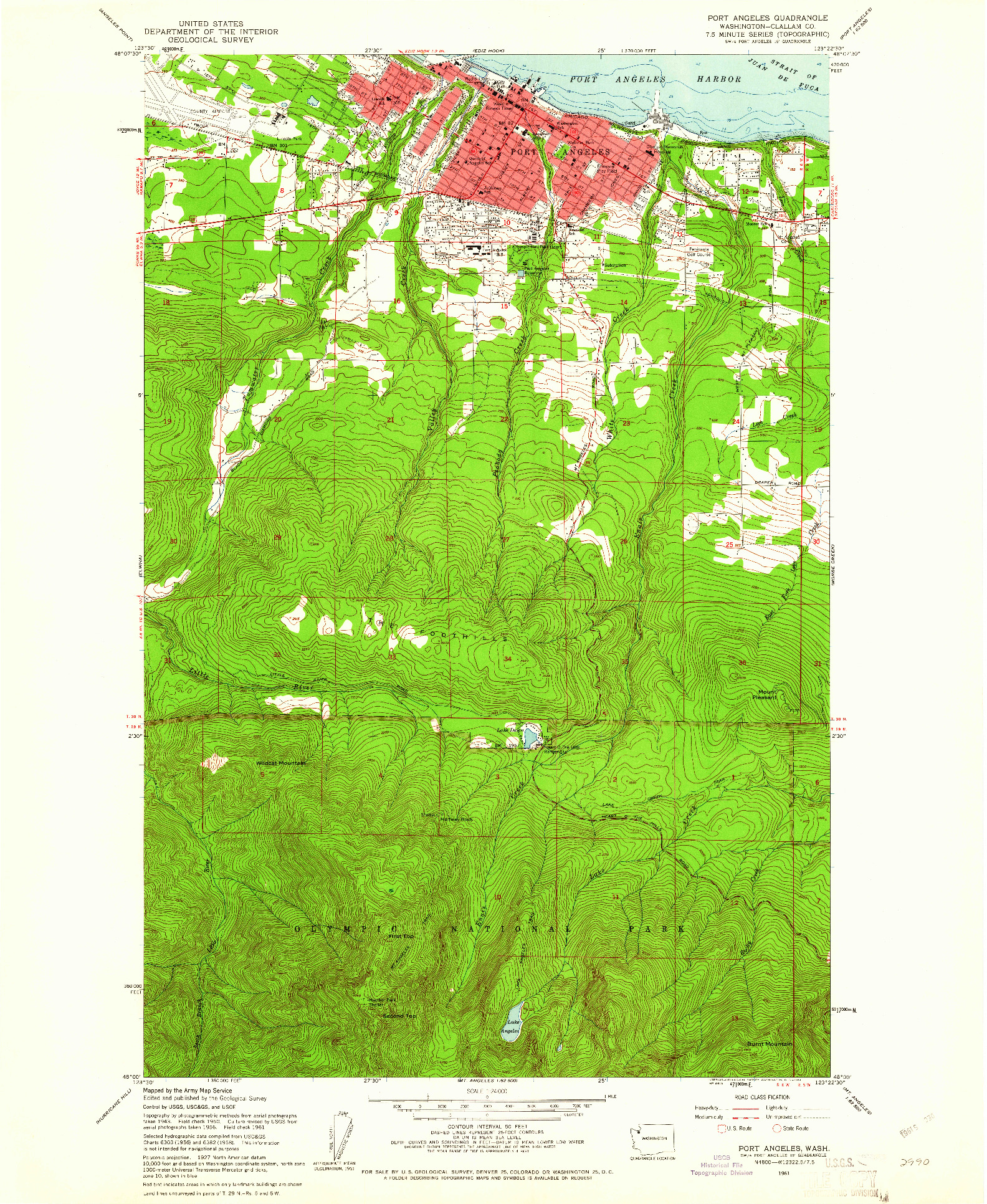 USGS 1:24000-SCALE QUADRANGLE FOR PORT ANGELES, WA 1961