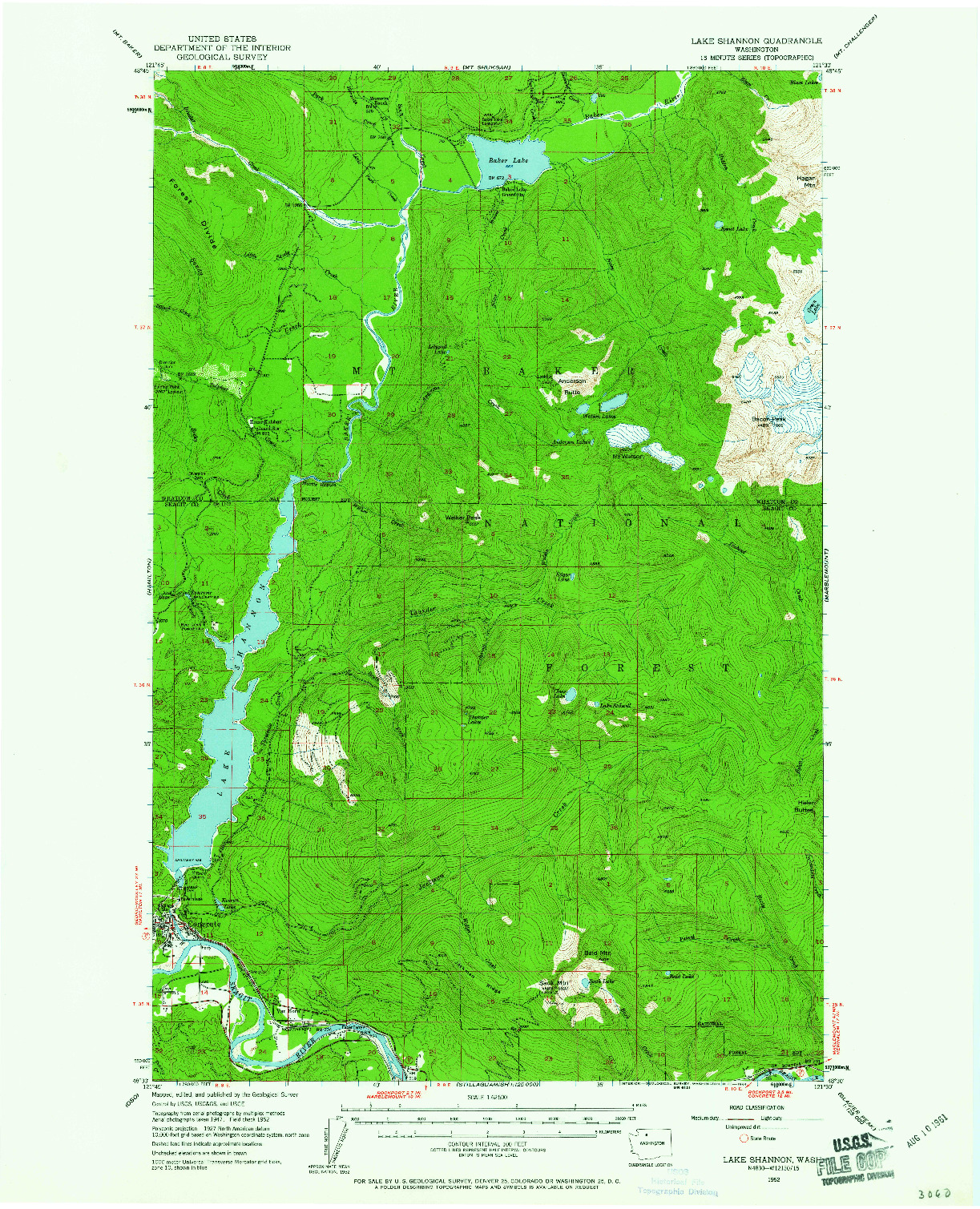 USGS 1:62500-SCALE QUADRANGLE FOR LAKE SHANNON, WA 1952