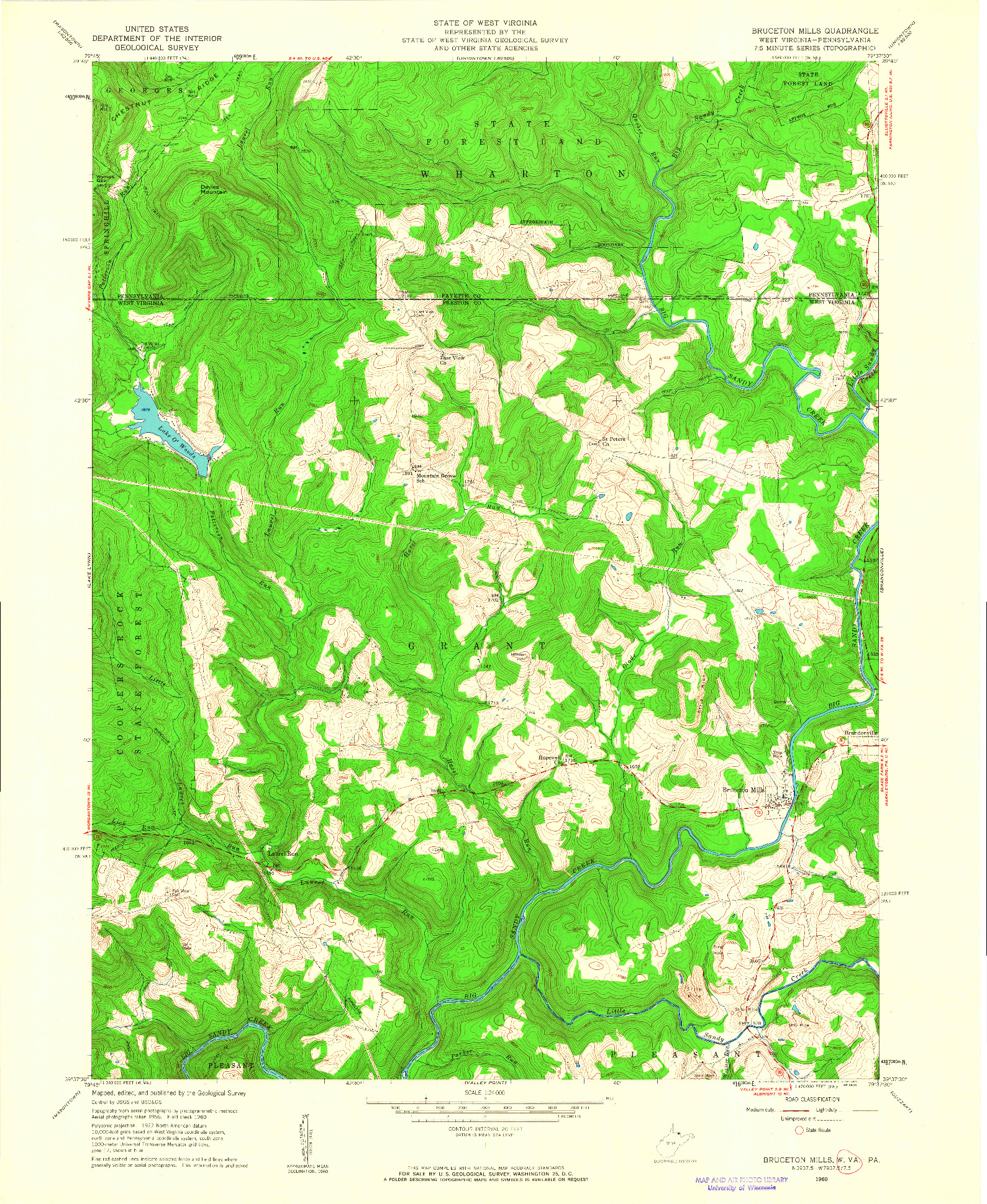 USGS 1:24000-SCALE QUADRANGLE FOR BRUCETON MILLS, WV 1960