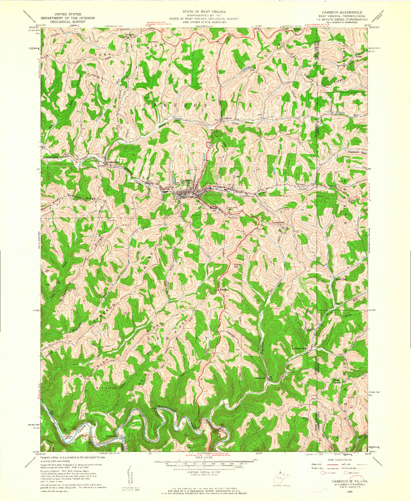 USGS 1:24000-SCALE QUADRANGLE FOR CAMERON, WV 1960