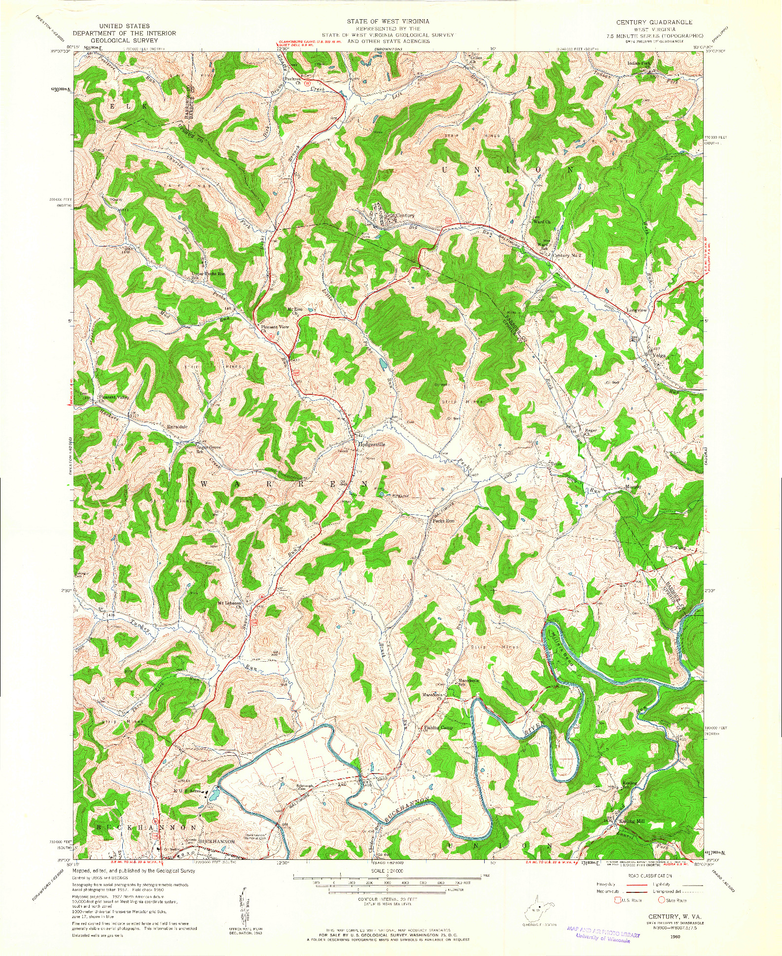 USGS 1:24000-SCALE QUADRANGLE FOR CENTURY, WV 1960