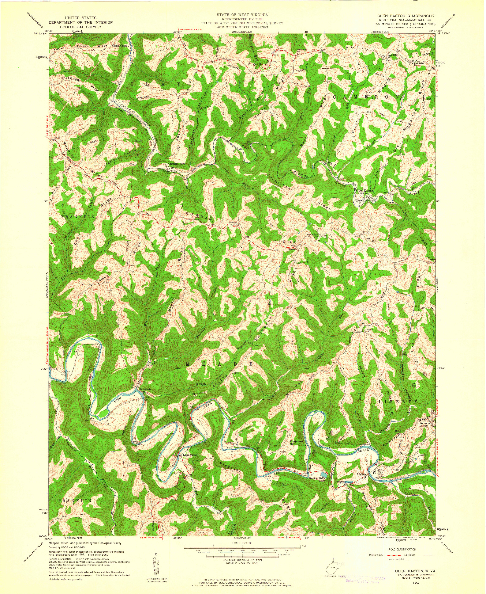 USGS 1:24000-SCALE QUADRANGLE FOR GLEN EASTON, WV 1960