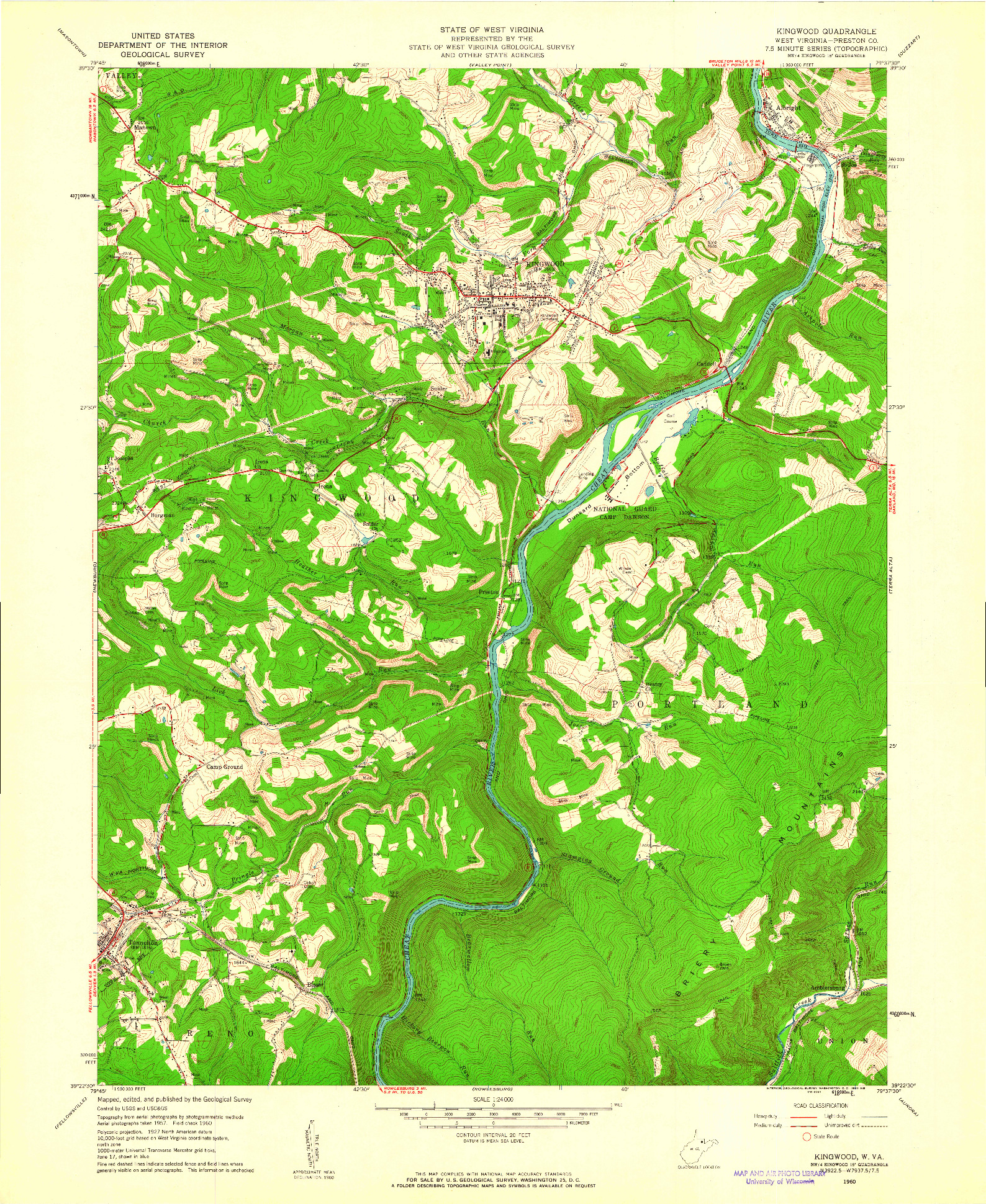 USGS 1:24000-SCALE QUADRANGLE FOR KINGWOOD, WV 1960