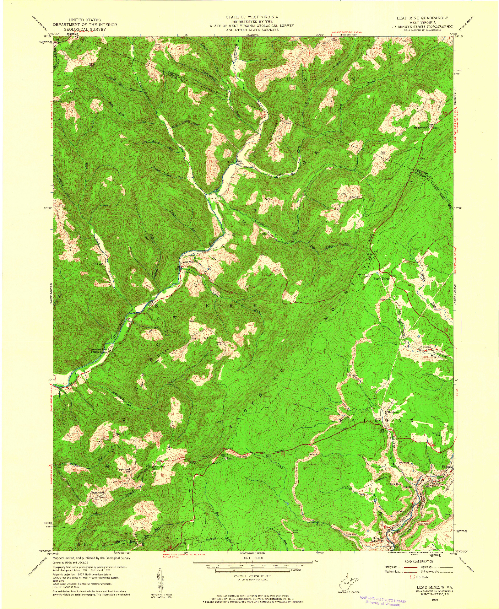 USGS 1:24000-SCALE QUADRANGLE FOR LEAD MINE, WV 1959