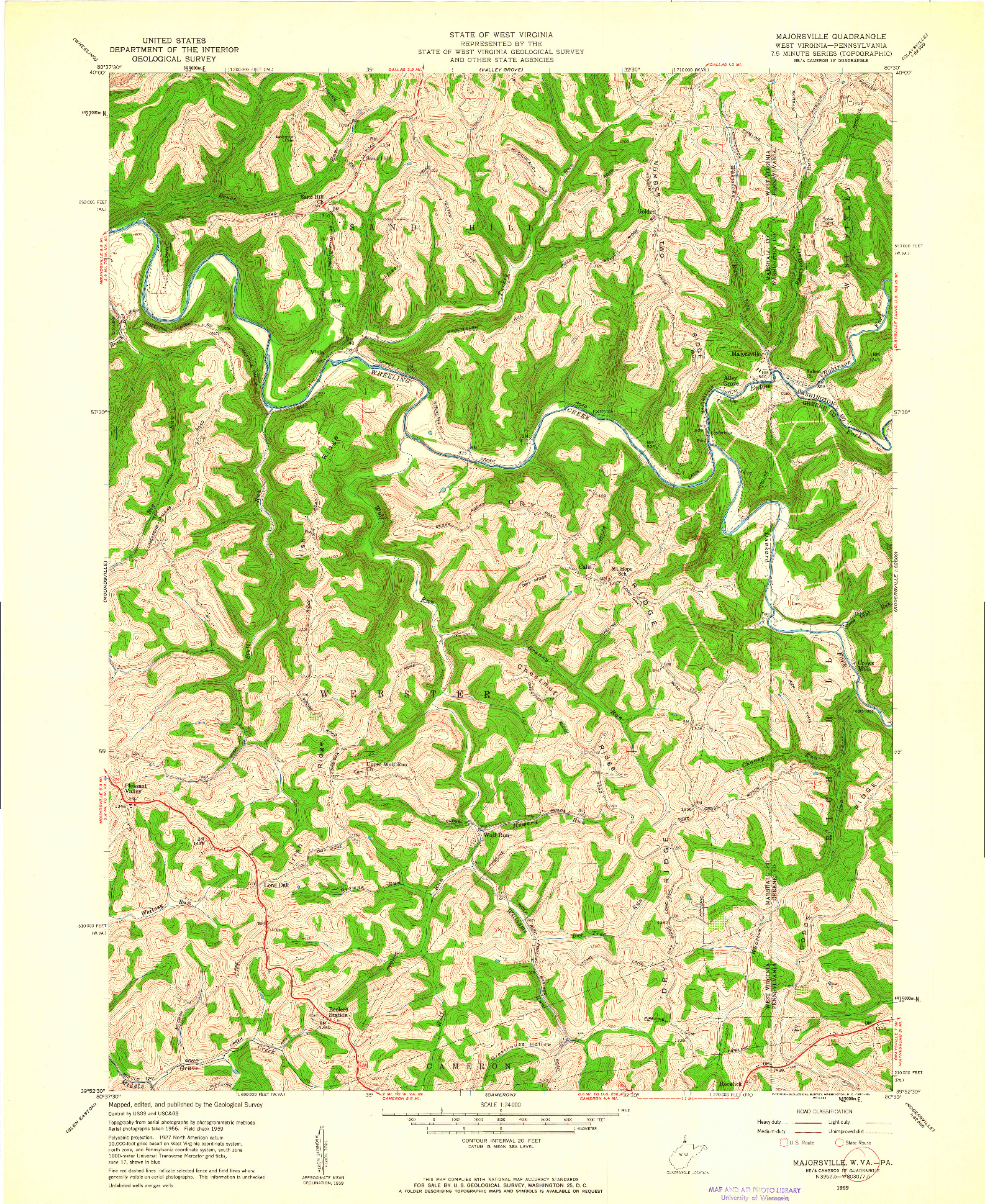 USGS 1:24000-SCALE QUADRANGLE FOR MAJORSVILLE, WV 1959