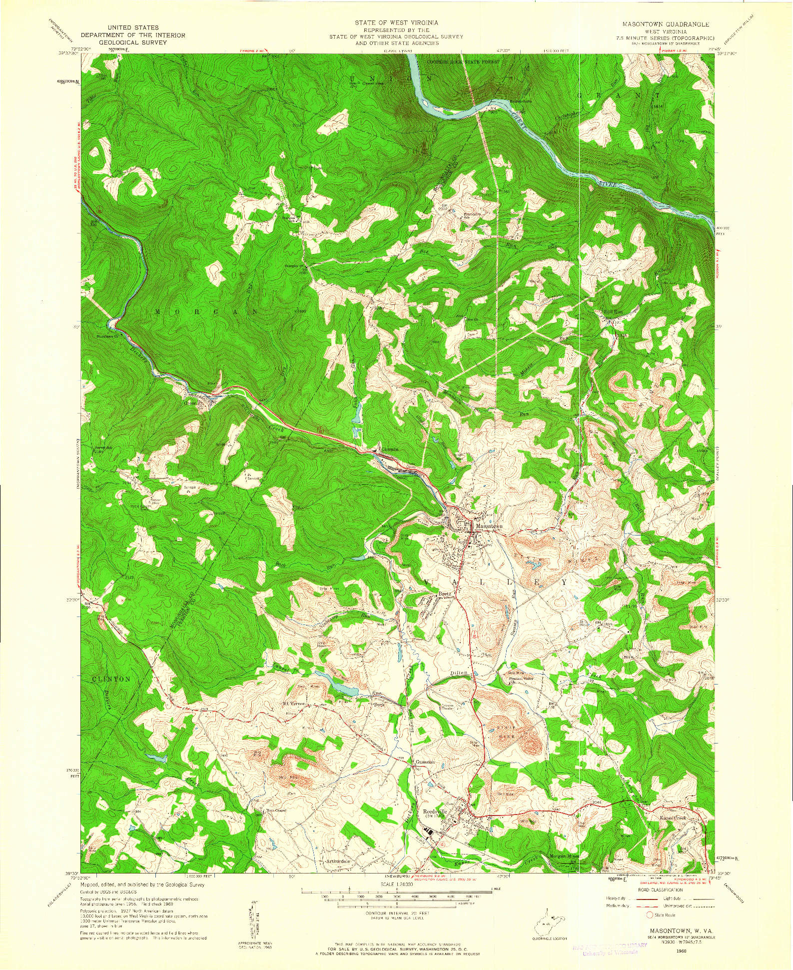 USGS 1:24000-SCALE QUADRANGLE FOR MASONTOWN, WV 1960