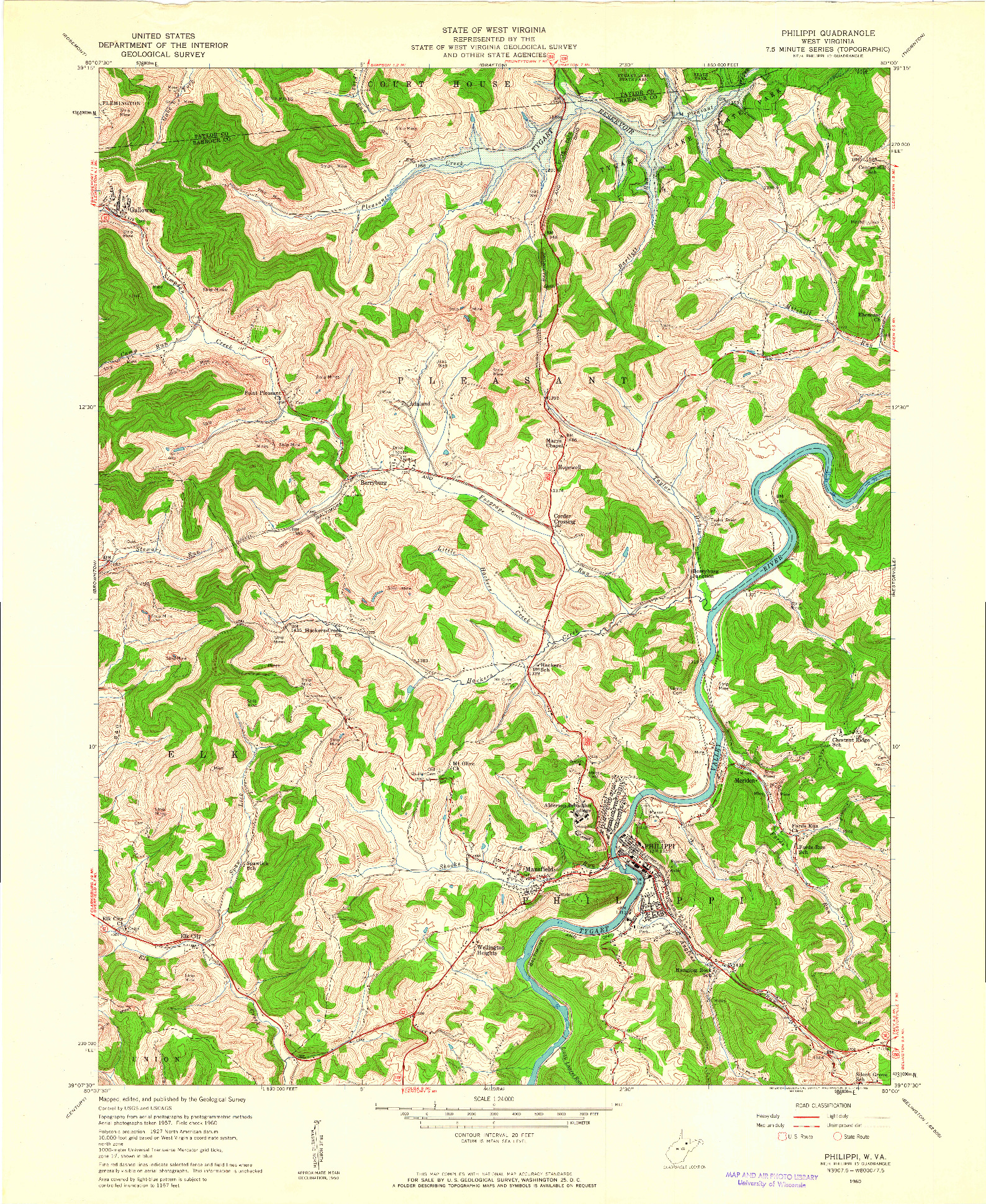 USGS 1:24000-SCALE QUADRANGLE FOR PHILIPPI, WV 1960