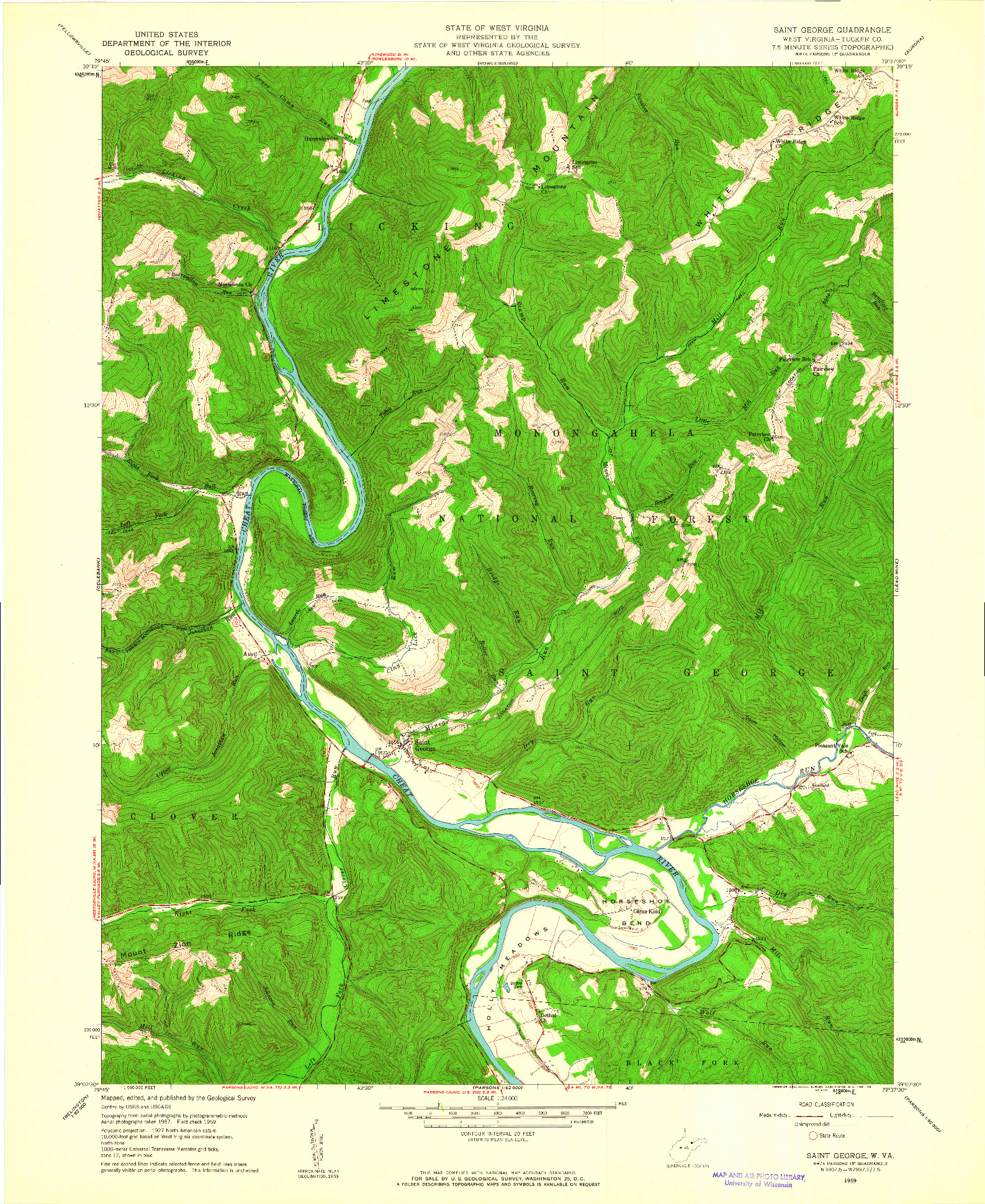 USGS 1:24000-SCALE QUADRANGLE FOR SAINT GEORGE, WV 1959