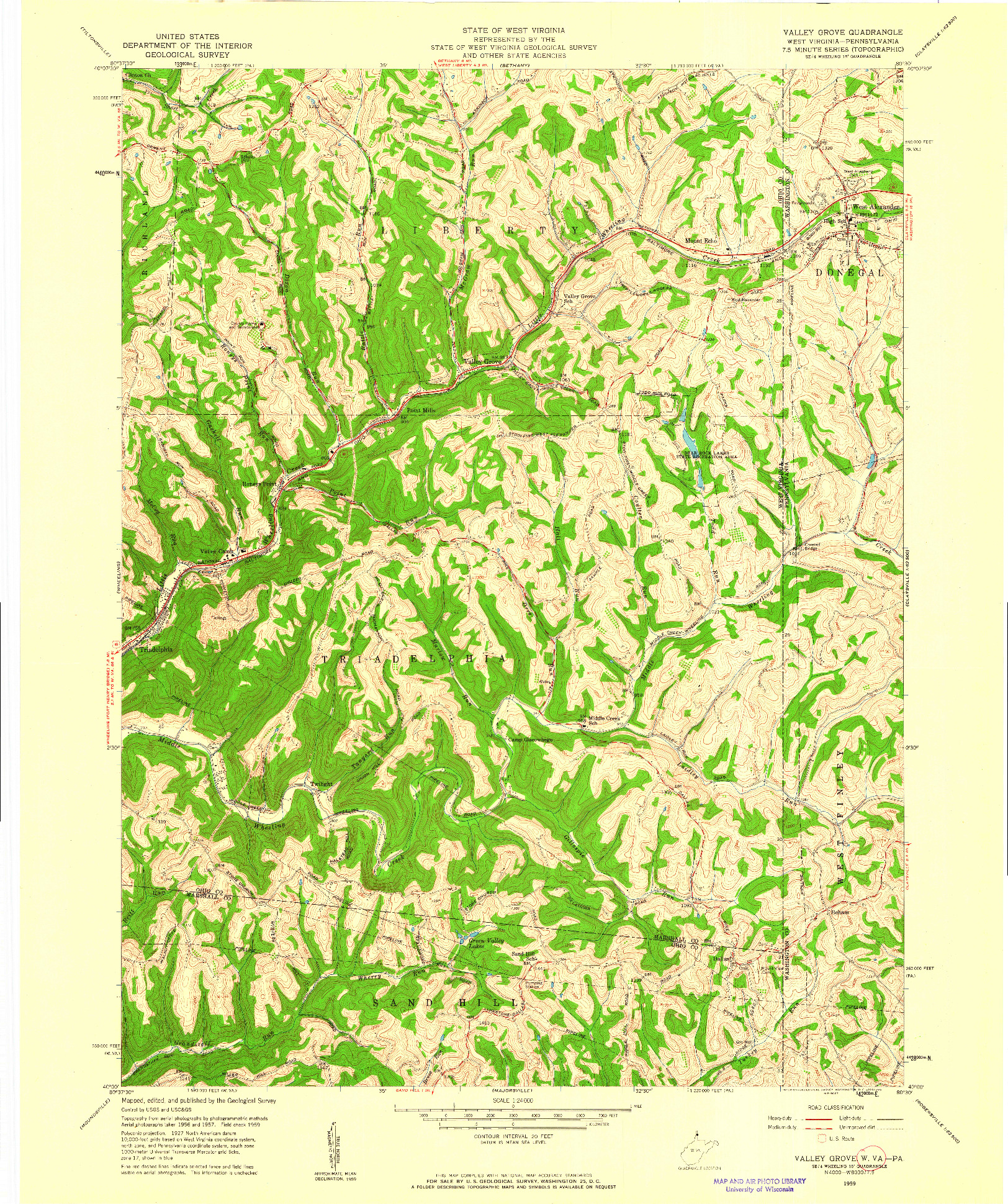 USGS 1:24000-SCALE QUADRANGLE FOR VALLEY GROVE, WV 1959