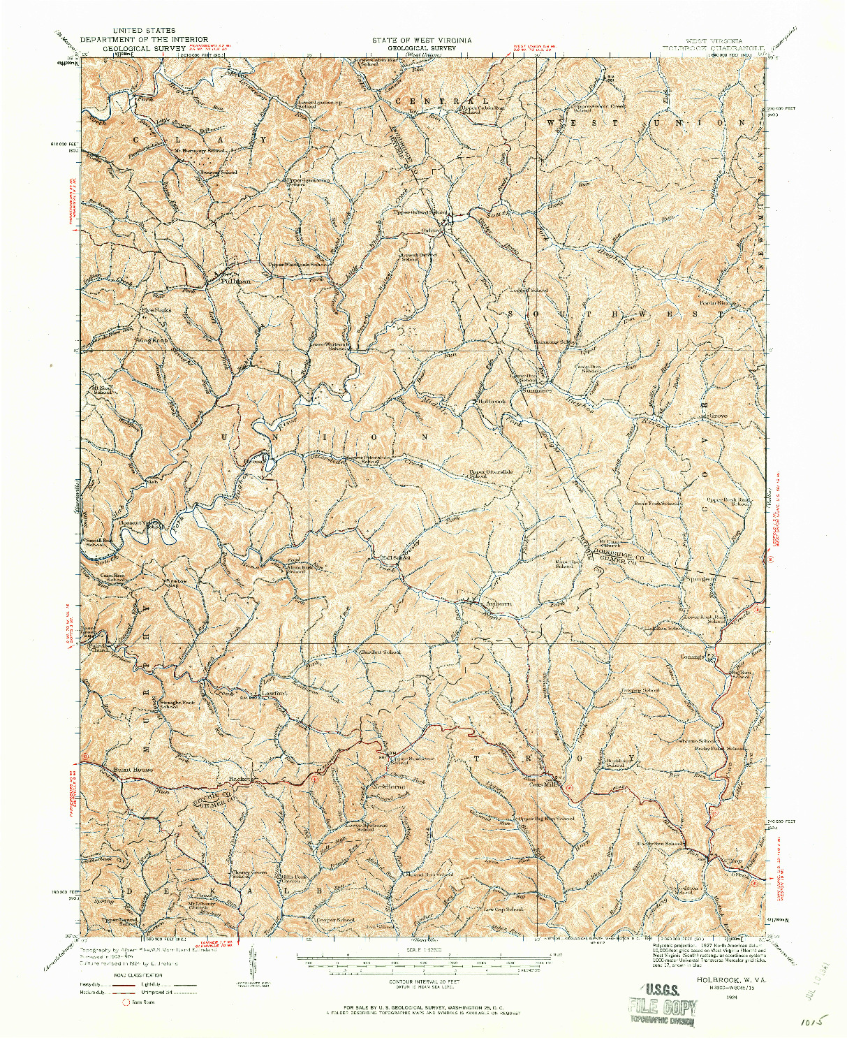 USGS 1:62500-SCALE QUADRANGLE FOR HOLBROOK, WV 1924