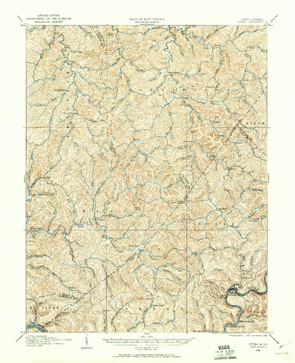 USGS 1:62500-SCALE QUADRANGLE FOR OTTER, WV 1906