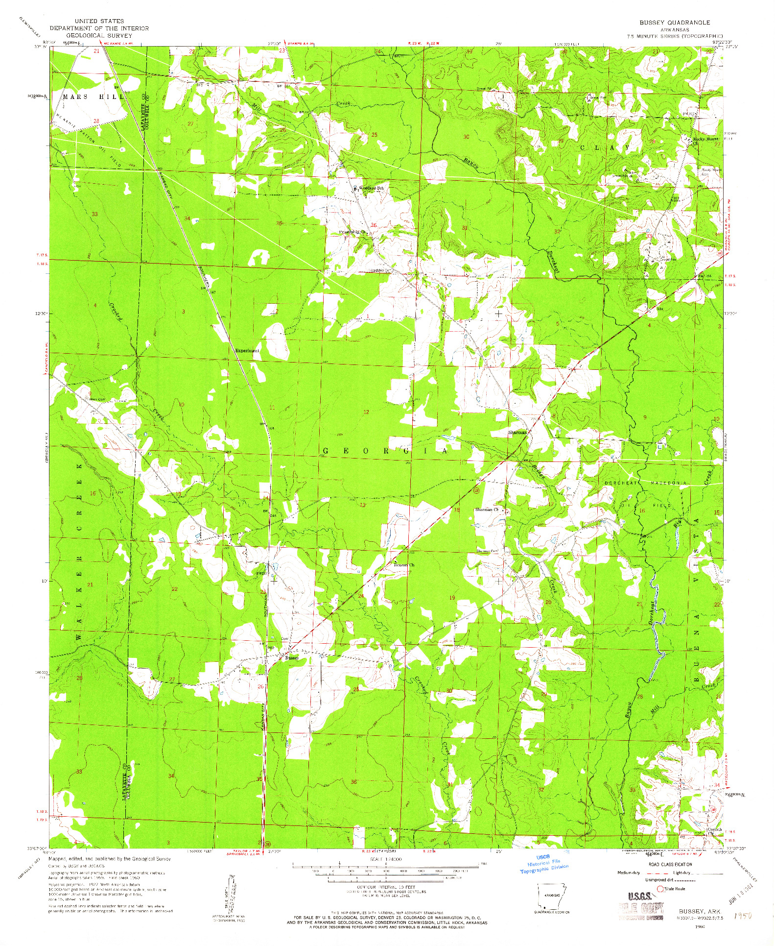 USGS 1:24000-SCALE QUADRANGLE FOR BUSSEY, AR 1960