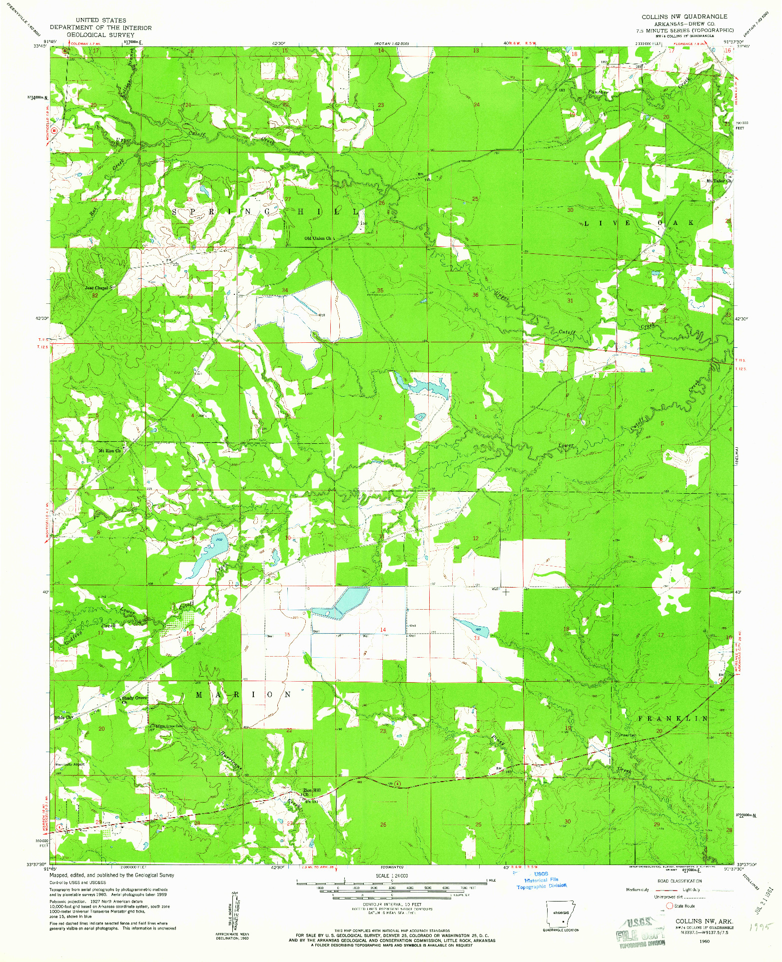 USGS 1:24000-SCALE QUADRANGLE FOR COLLINS NW, AR 1960