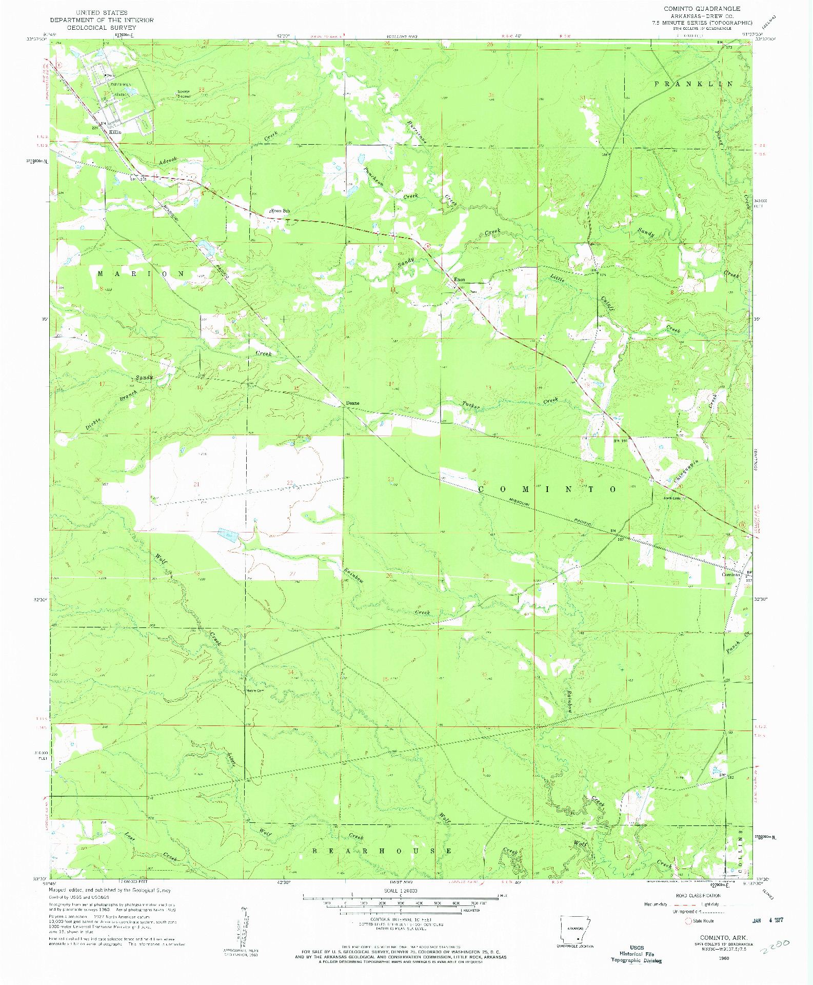 USGS 1:24000-SCALE QUADRANGLE FOR COMINTO, AR 1960