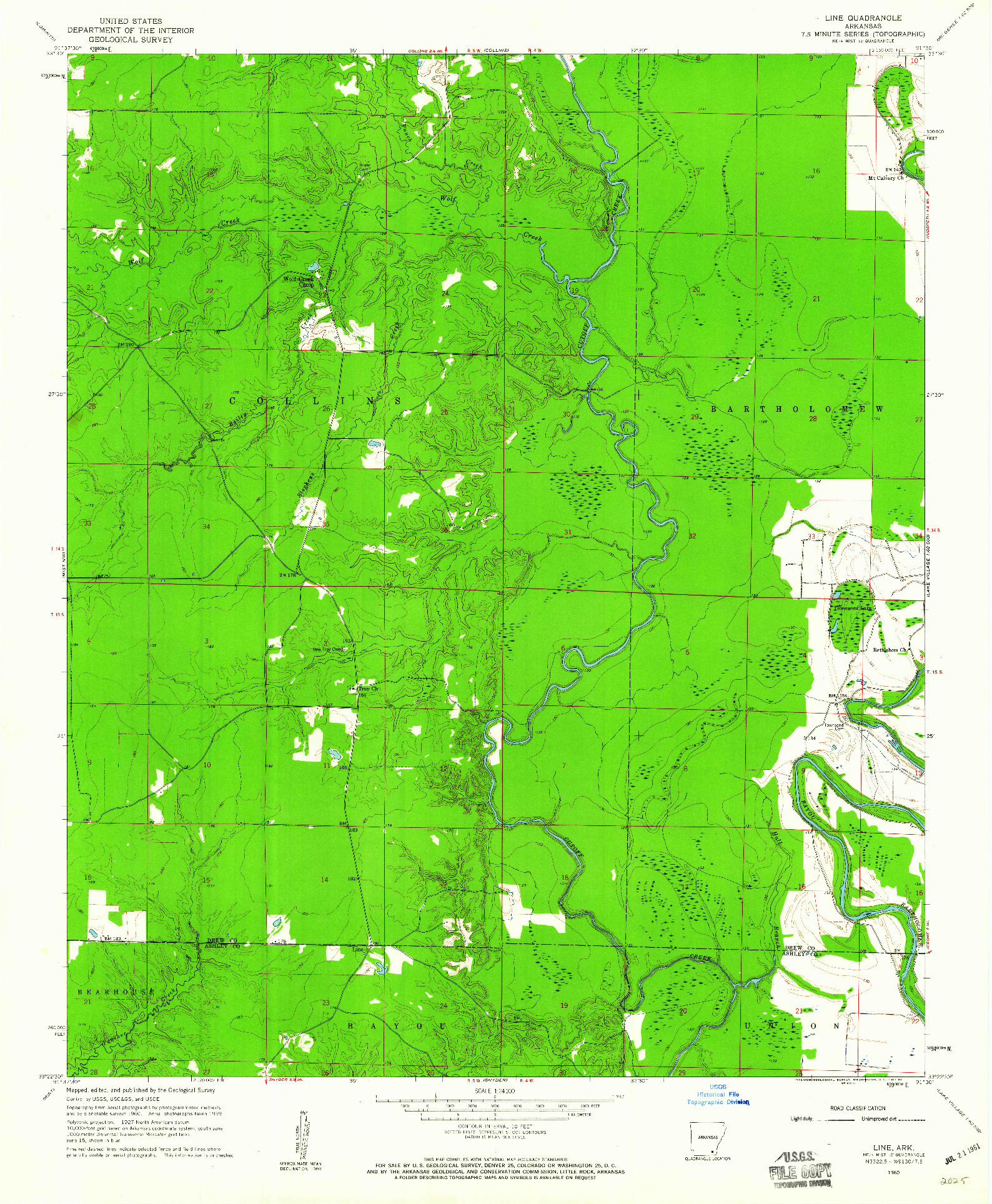 USGS 1:24000-SCALE QUADRANGLE FOR LINE, AR 1960