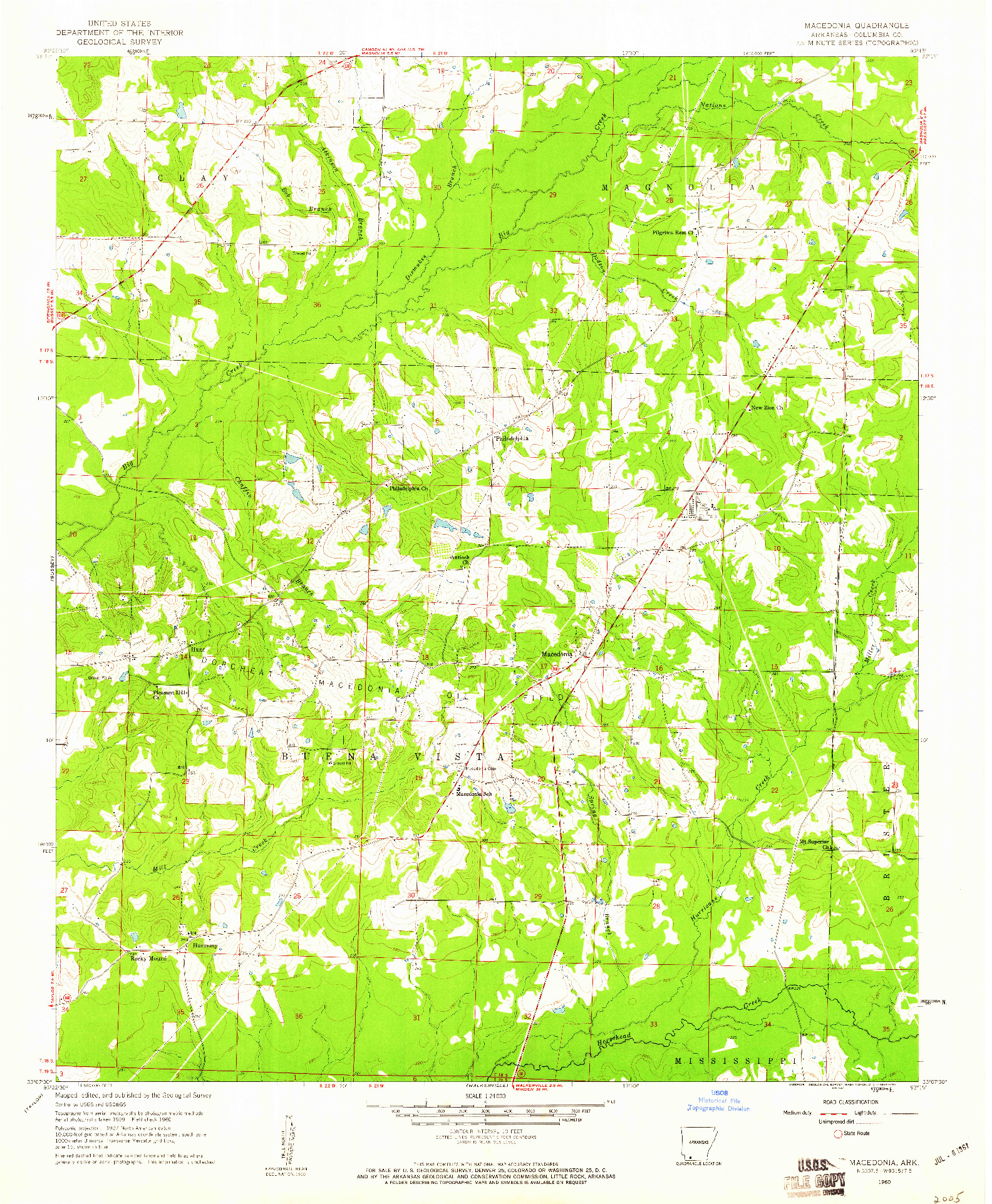 USGS 1:24000-SCALE QUADRANGLE FOR MACEDONIA, AR 1960