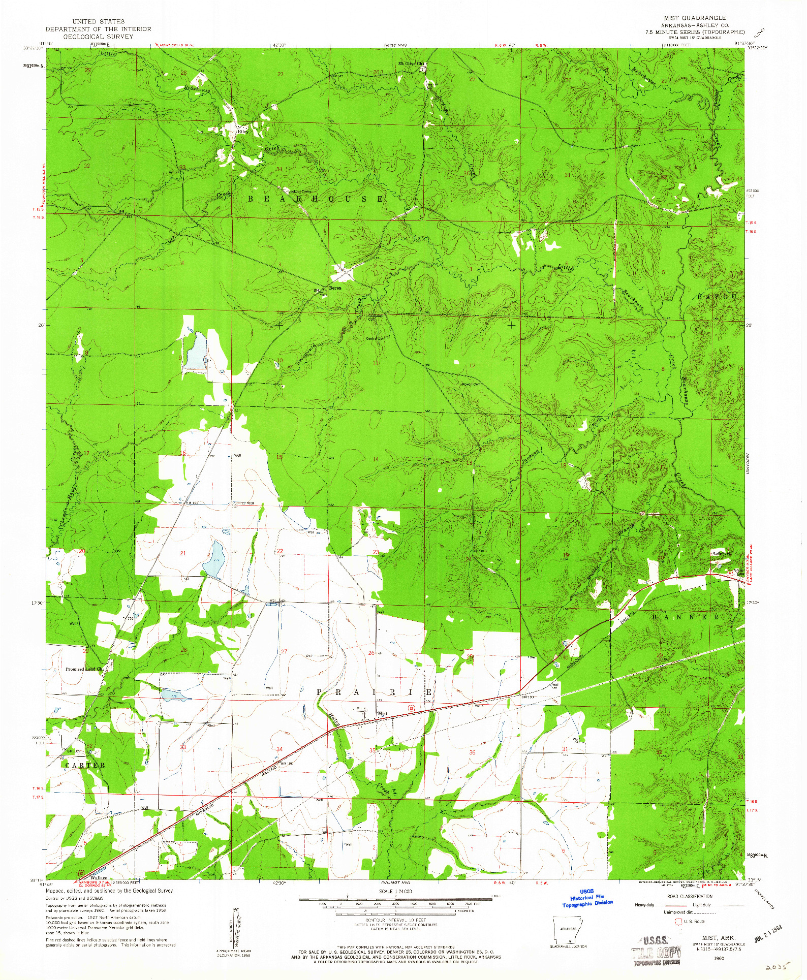 USGS 1:24000-SCALE QUADRANGLE FOR MIST, AR 1960