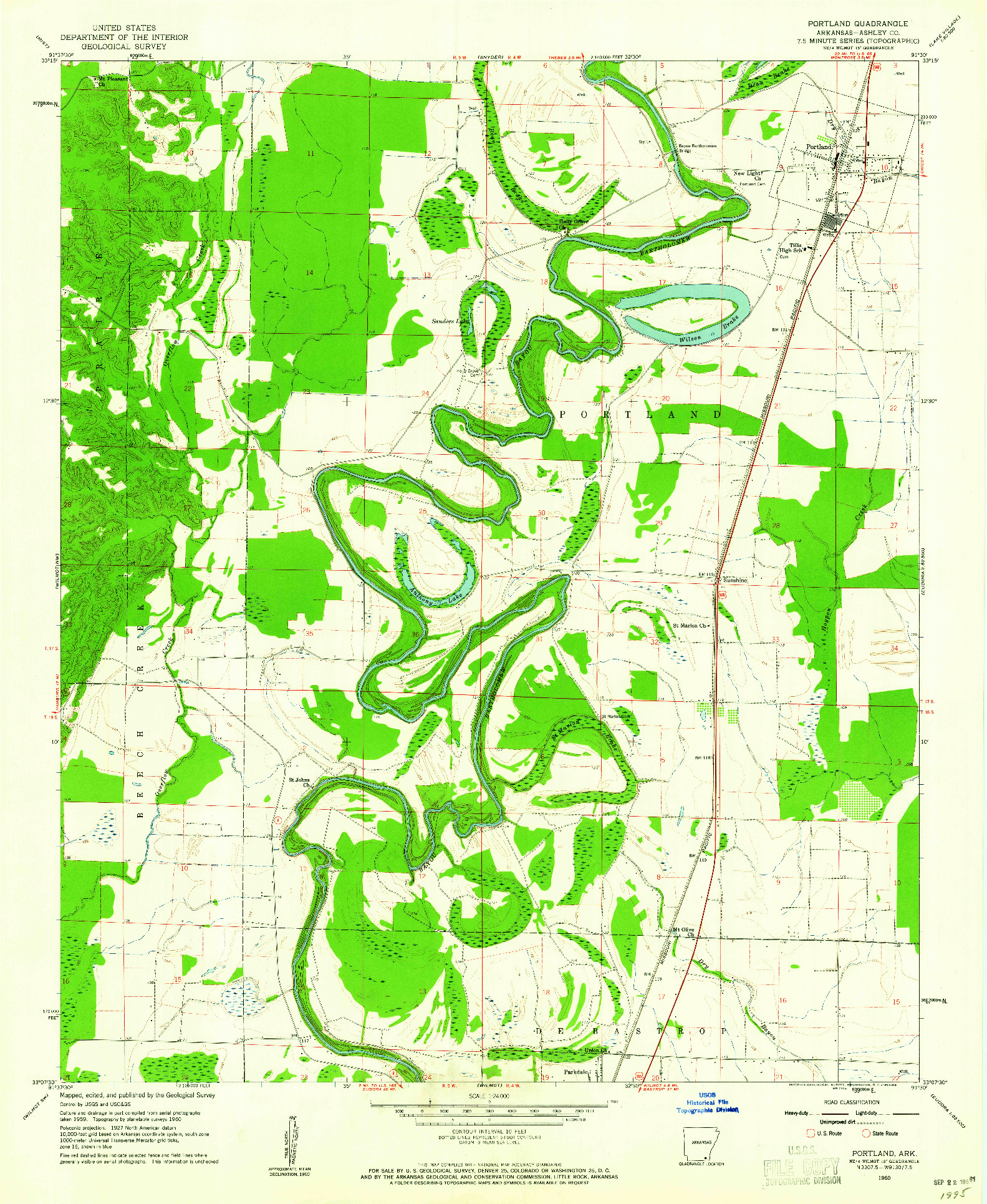 USGS 1:24000-SCALE QUADRANGLE FOR PORTLAND, AR 1960