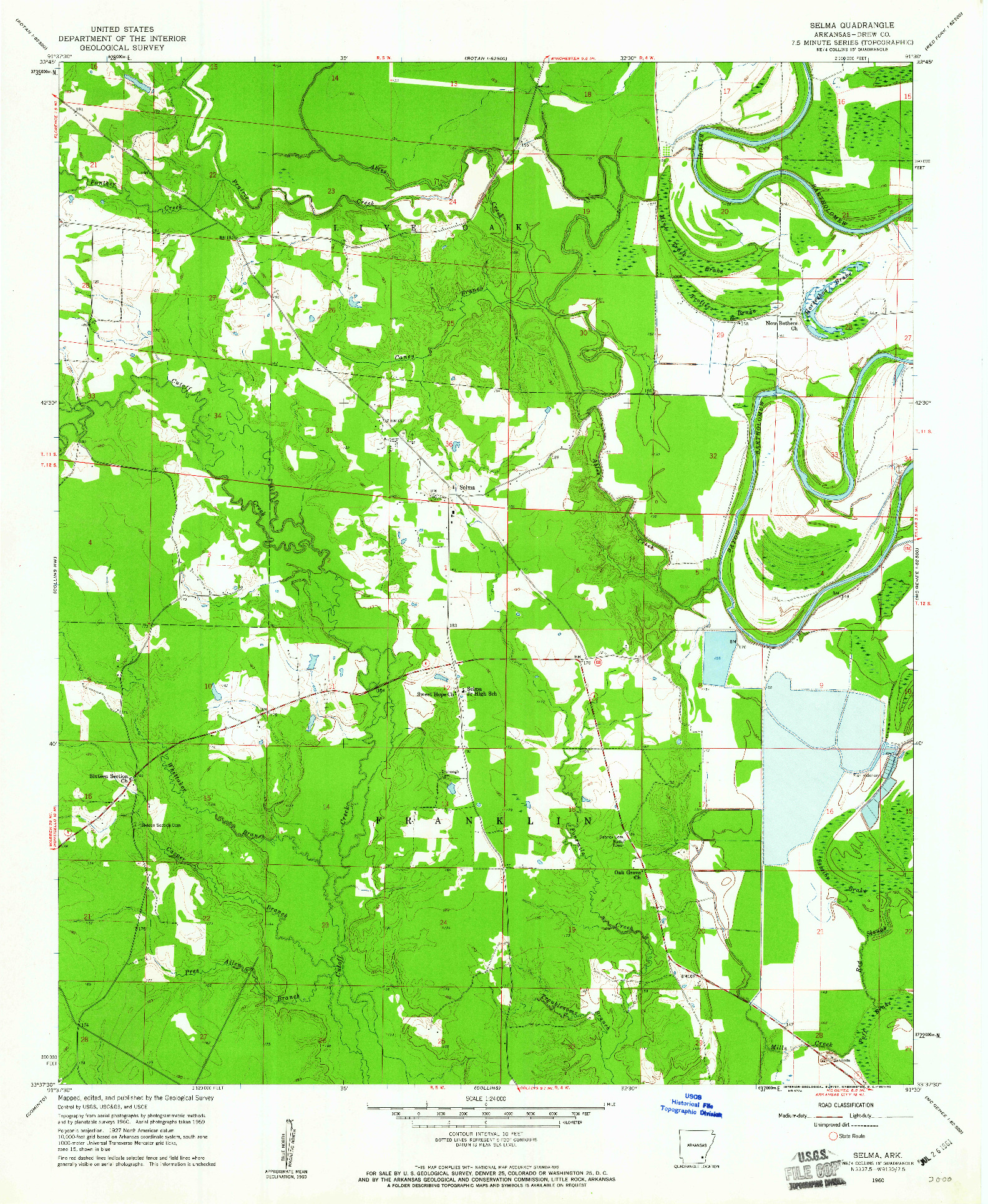 USGS 1:24000-SCALE QUADRANGLE FOR SELMA, AR 1960