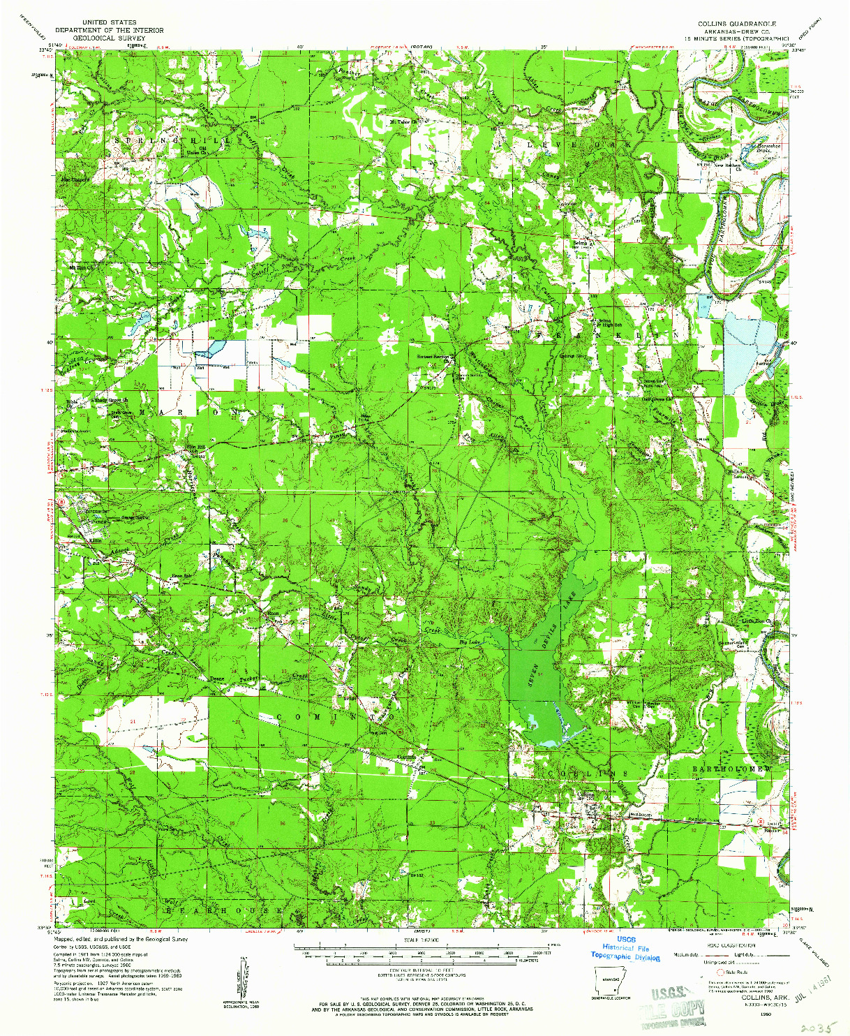 USGS 1:62500-SCALE QUADRANGLE FOR COLLINS, AR 1960