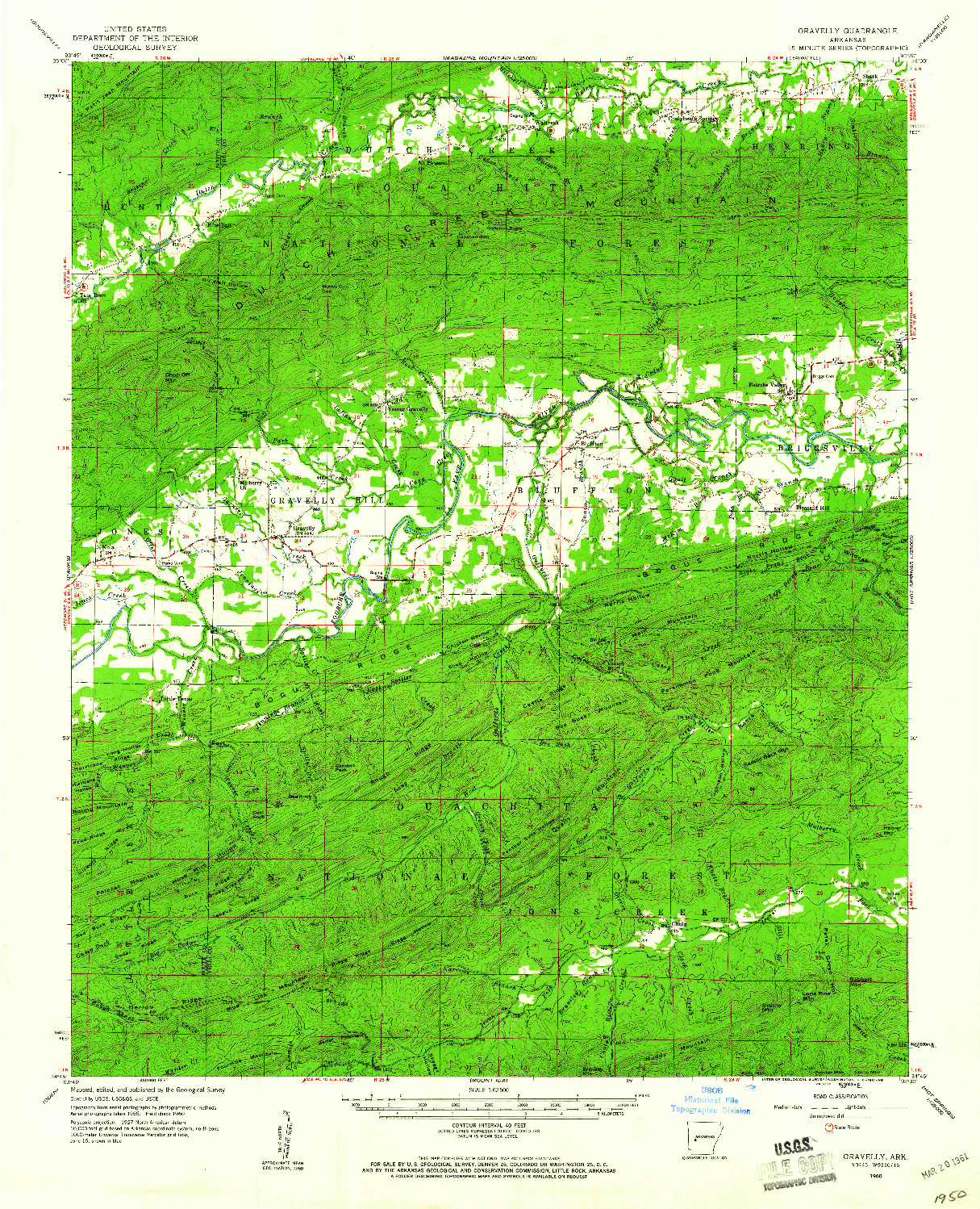 USGS 1:62500-SCALE QUADRANGLE FOR GRAVELLY, AR 1960