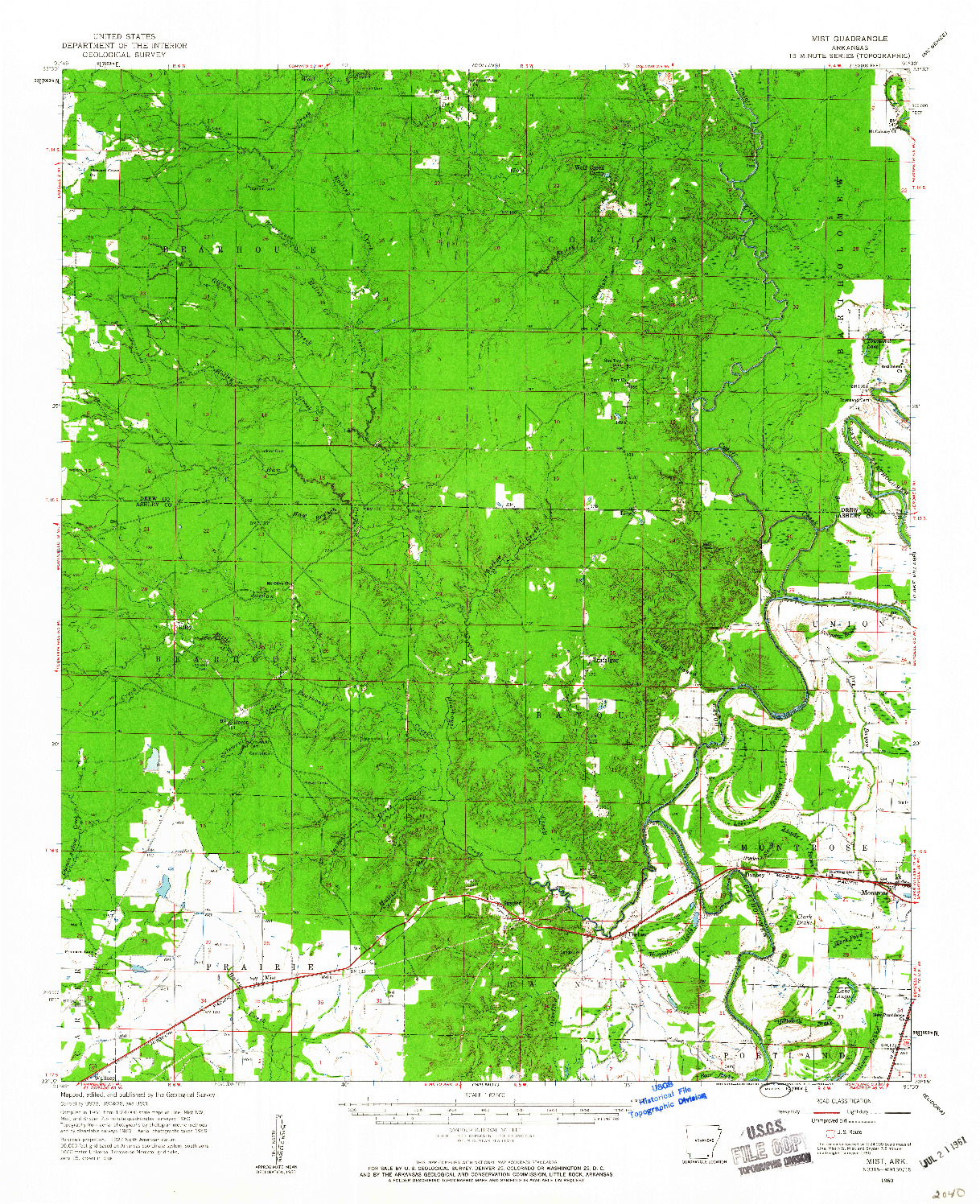 USGS 1:62500-SCALE QUADRANGLE FOR MIST, AR 1960