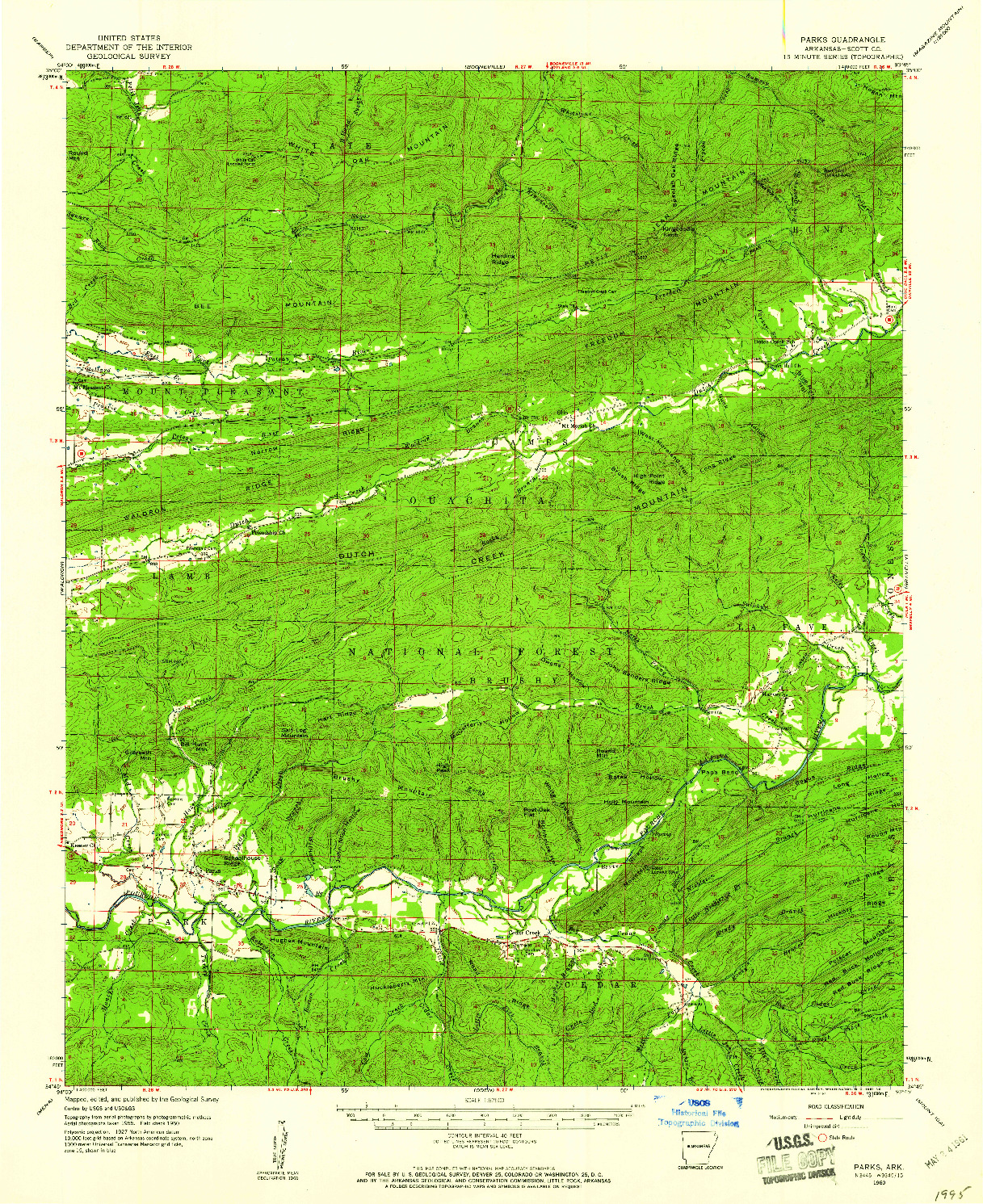USGS 1:62500-SCALE QUADRANGLE FOR PARKS, AR 1960