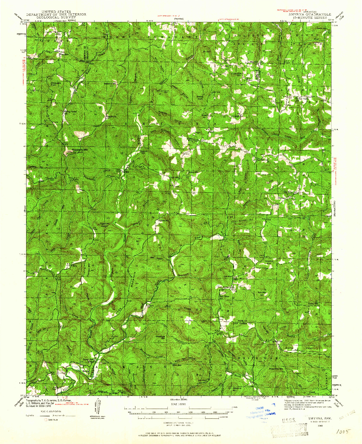 USGS 1:62500-SCALE QUADRANGLE FOR SMYRNA, AR 1940