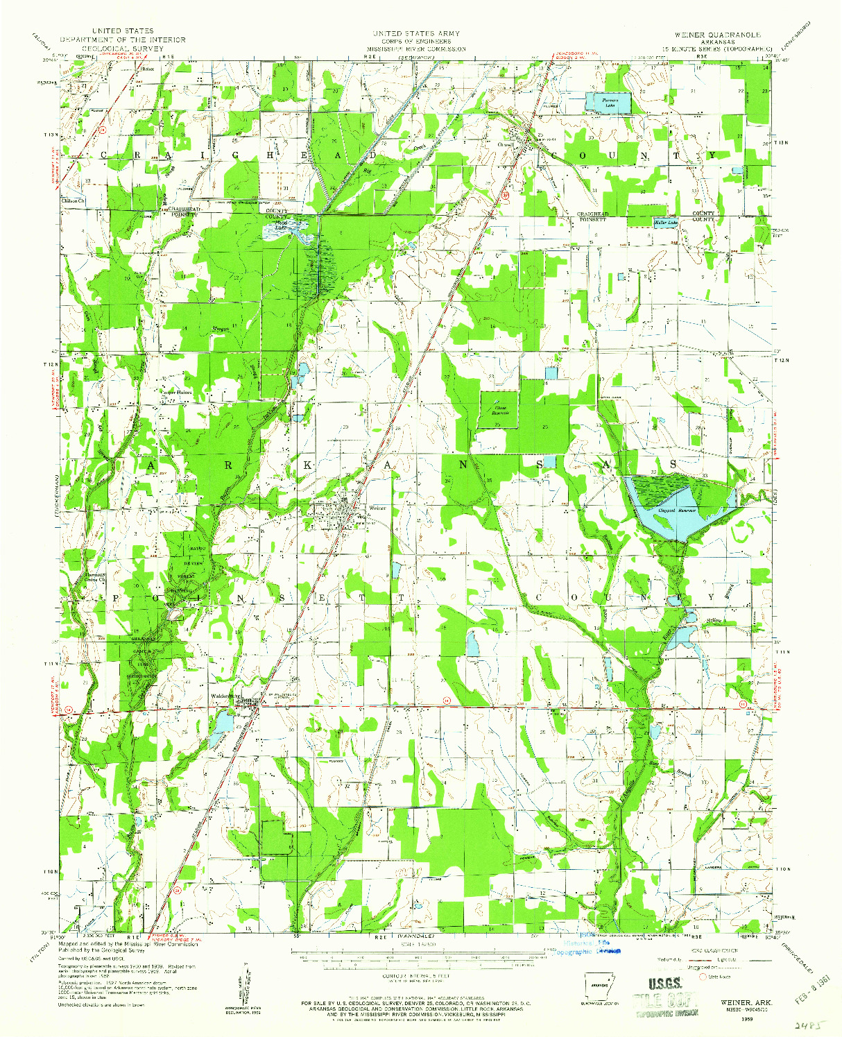 USGS 1:62500-SCALE QUADRANGLE FOR WEINER, AR 1959