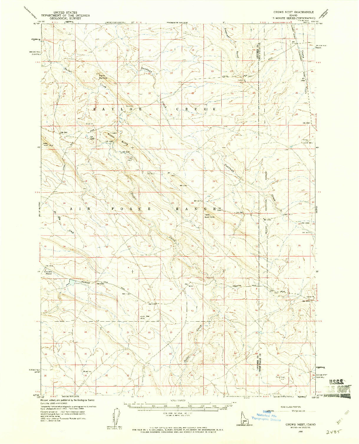 USGS 1:62500-SCALE QUADRANGLE FOR CROWS NEST, ID 1959