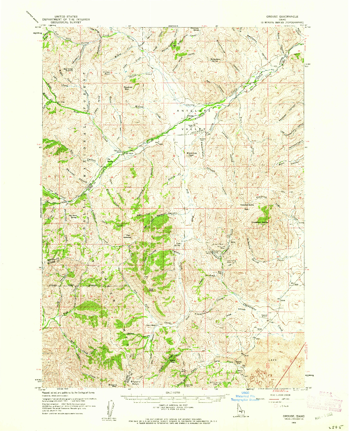 USGS 1:62500-SCALE QUADRANGLE FOR GROUSE, ID 1960