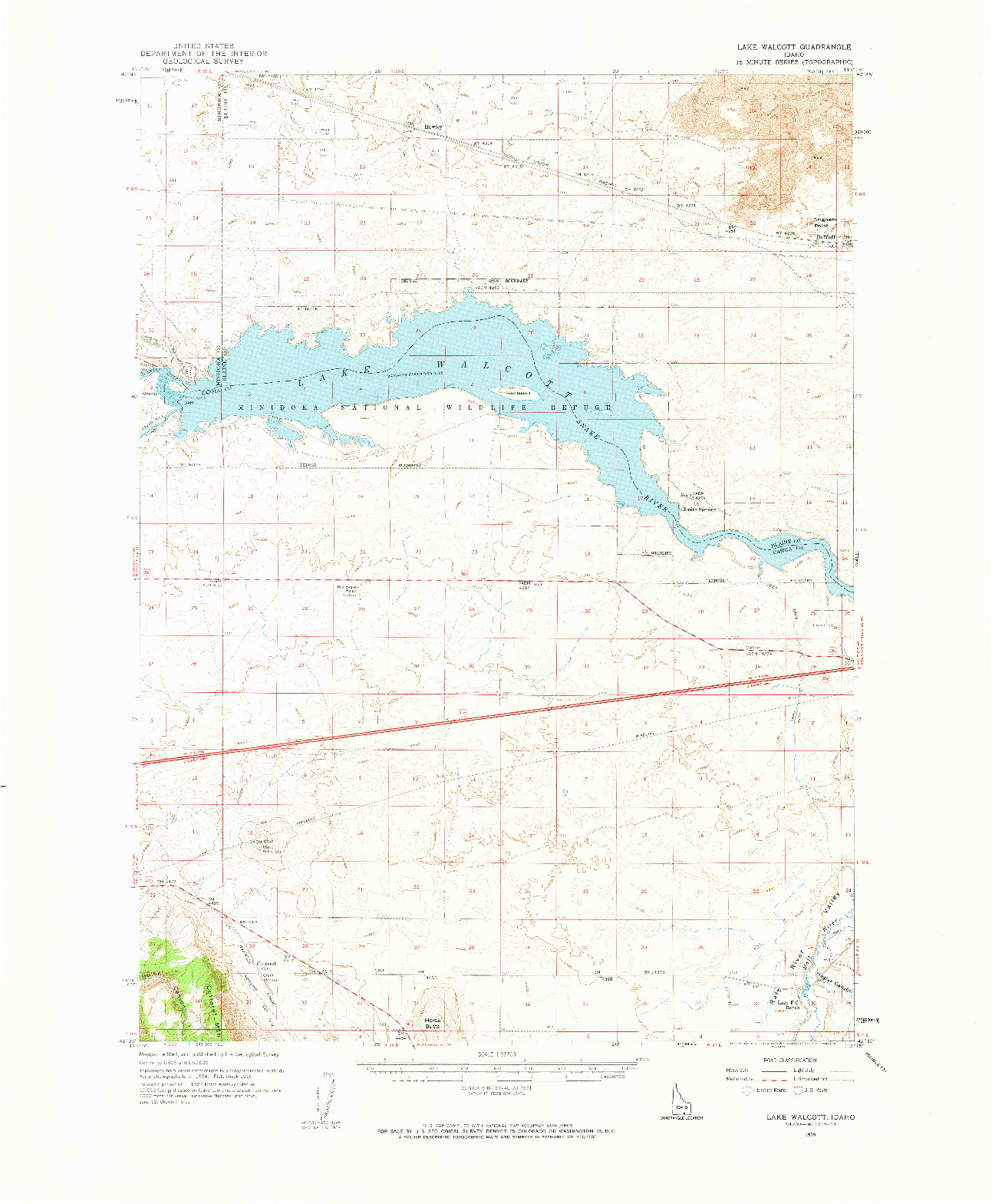 USGS 1:62500-SCALE QUADRANGLE FOR LAKE WALCOTT, ID 1959