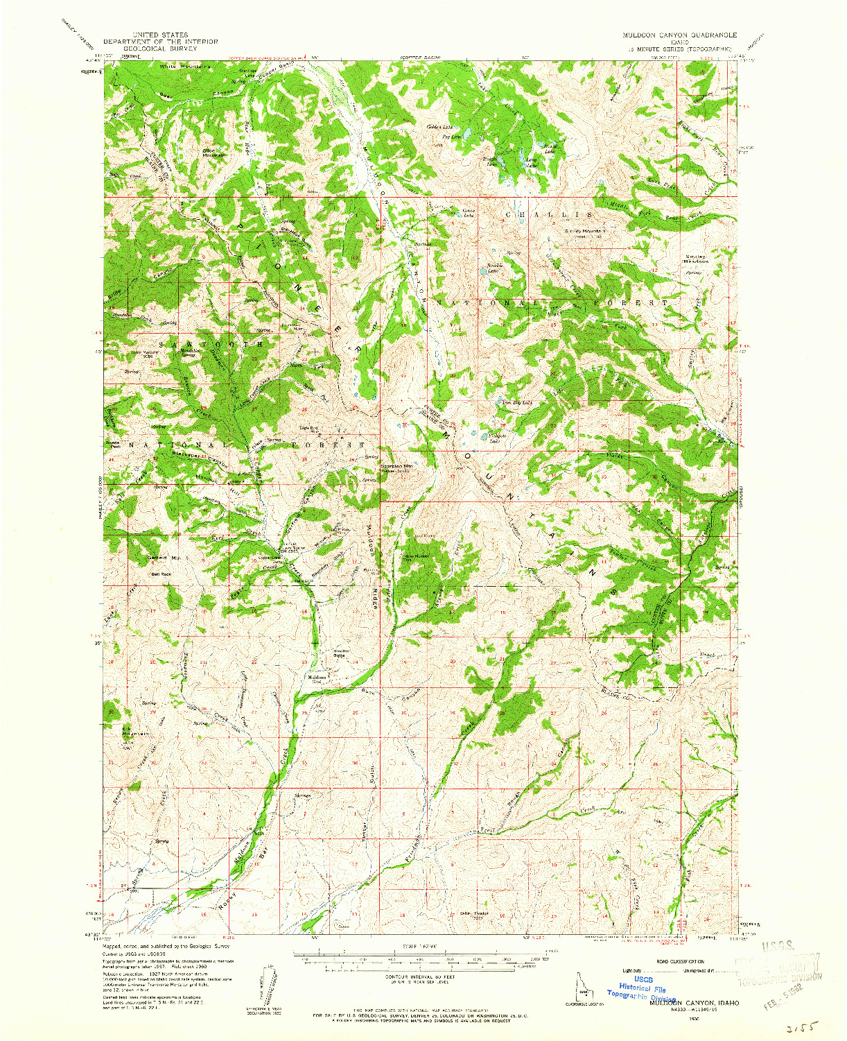 USGS 1:62500-SCALE QUADRANGLE FOR MULDOON CANYON, ID 1960