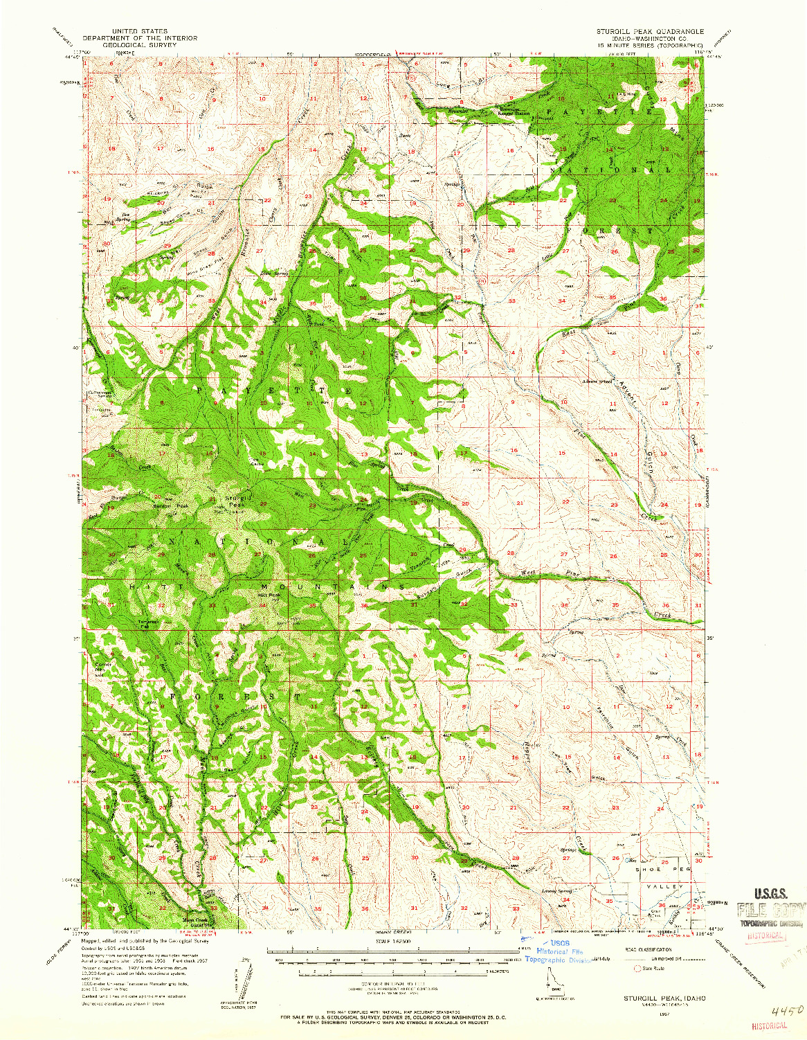 USGS 1:62500-SCALE QUADRANGLE FOR STURGILL PEAK, ID 1957