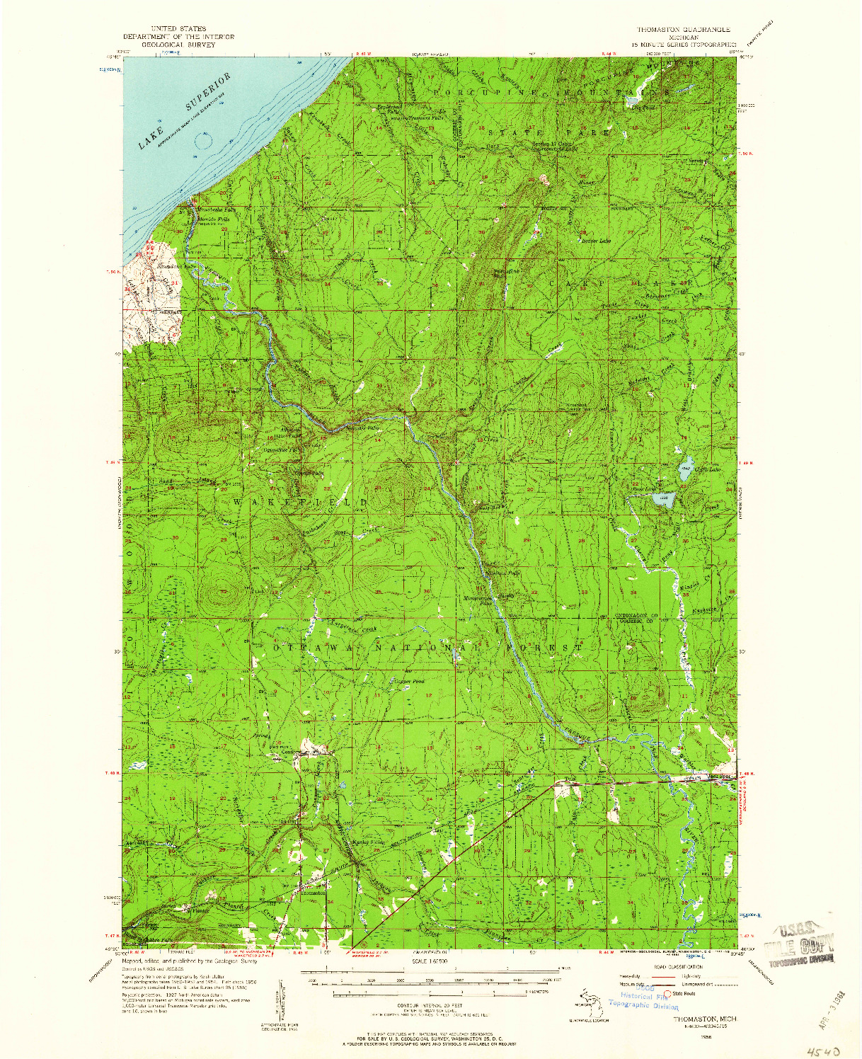 USGS 1:62500-SCALE QUADRANGLE FOR THOMASTON, MI 1956