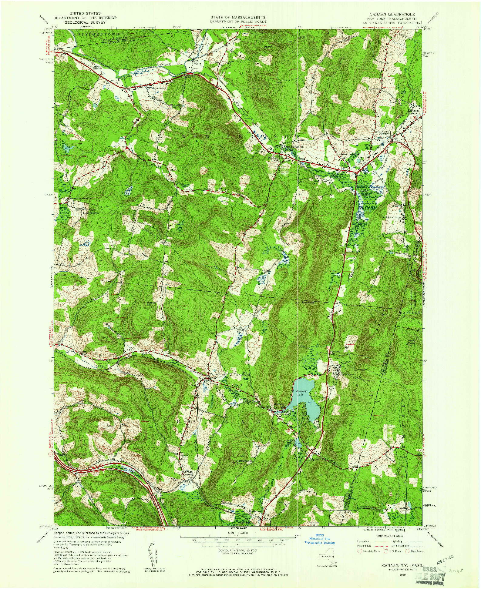 USGS 1:24000-SCALE QUADRANGLE FOR CANAAN, NY 1959