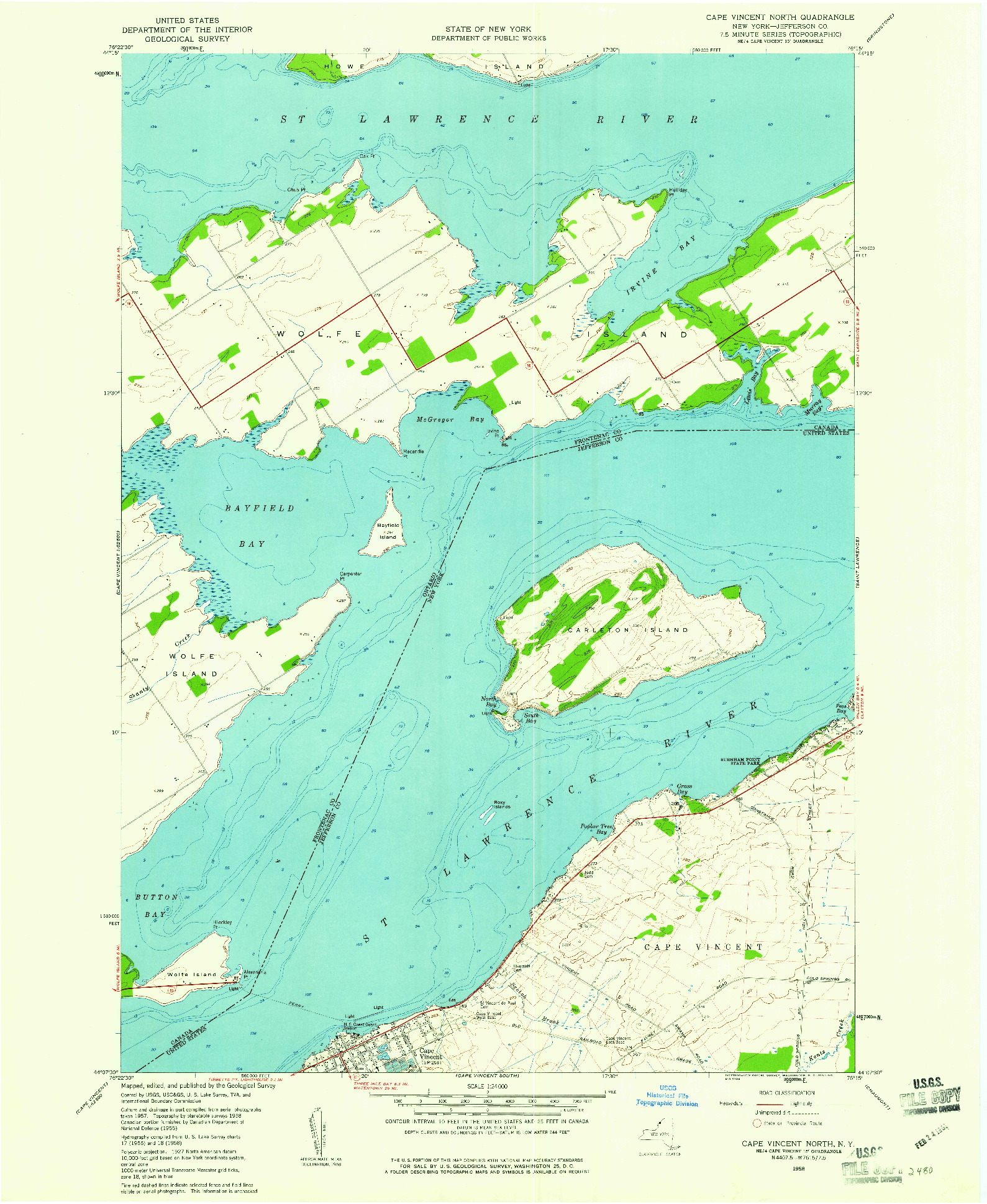 USGS 1:24000-SCALE QUADRANGLE FOR CAPE VINCENT NORTH, NY 1958