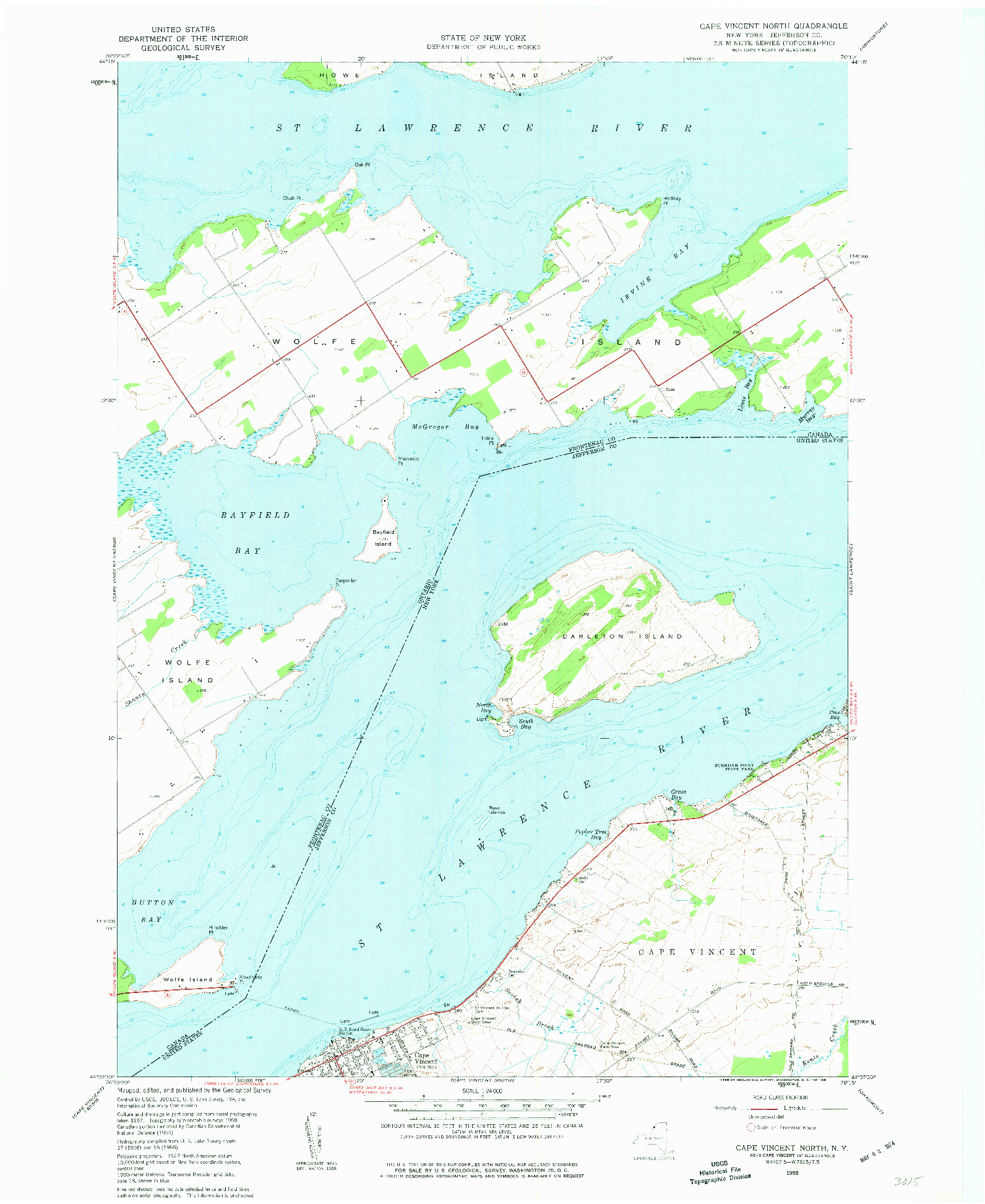 USGS 1:24000-SCALE QUADRANGLE FOR CAPE VINCENT NORTH, NY 1958