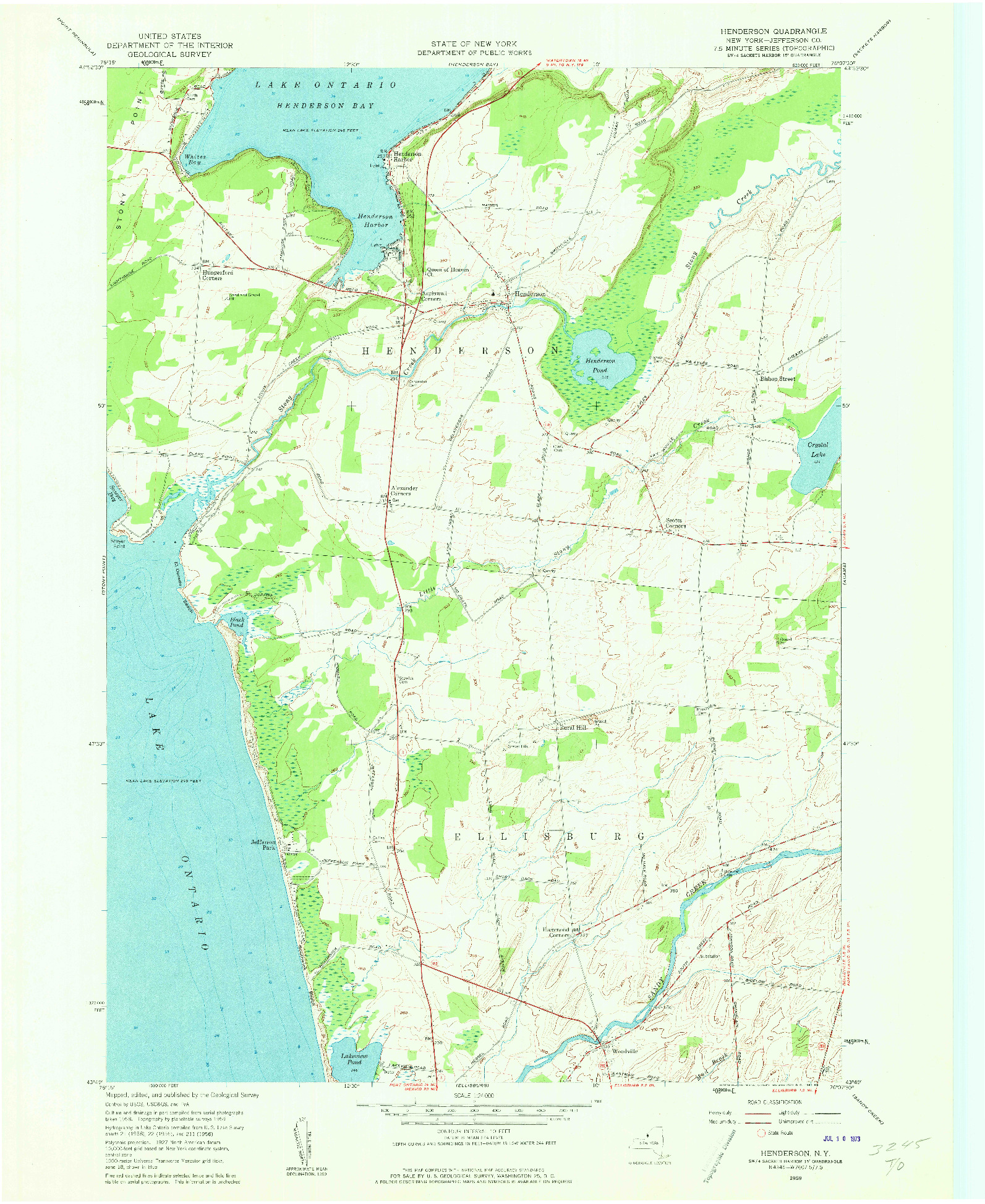 USGS 1:24000-SCALE QUADRANGLE FOR HENDERSON, NY 1959