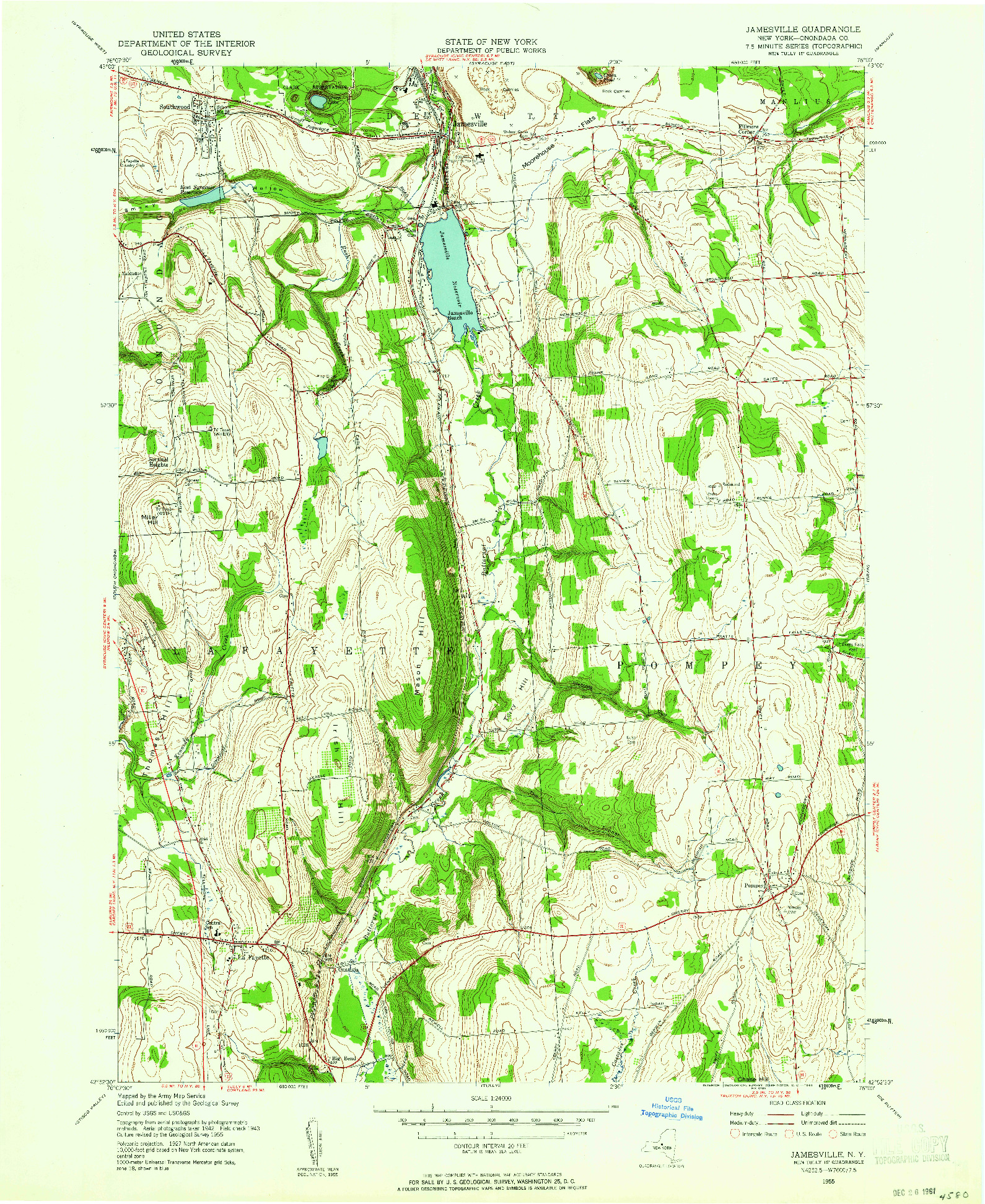 USGS 1:24000-SCALE QUADRANGLE FOR JAMESVILLE, NY 1955