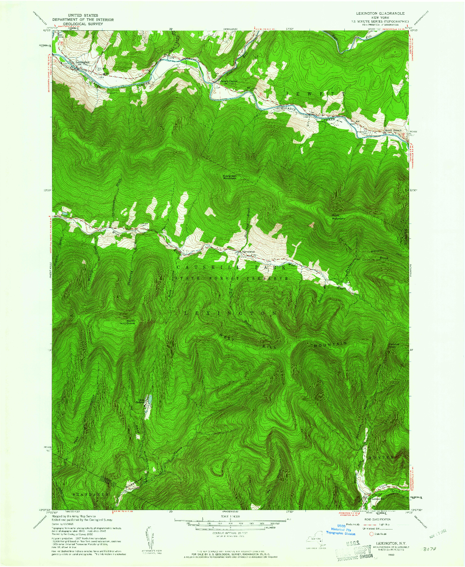 USGS 1:24000-SCALE QUADRANGLE FOR LEXINGTON, NY 1960