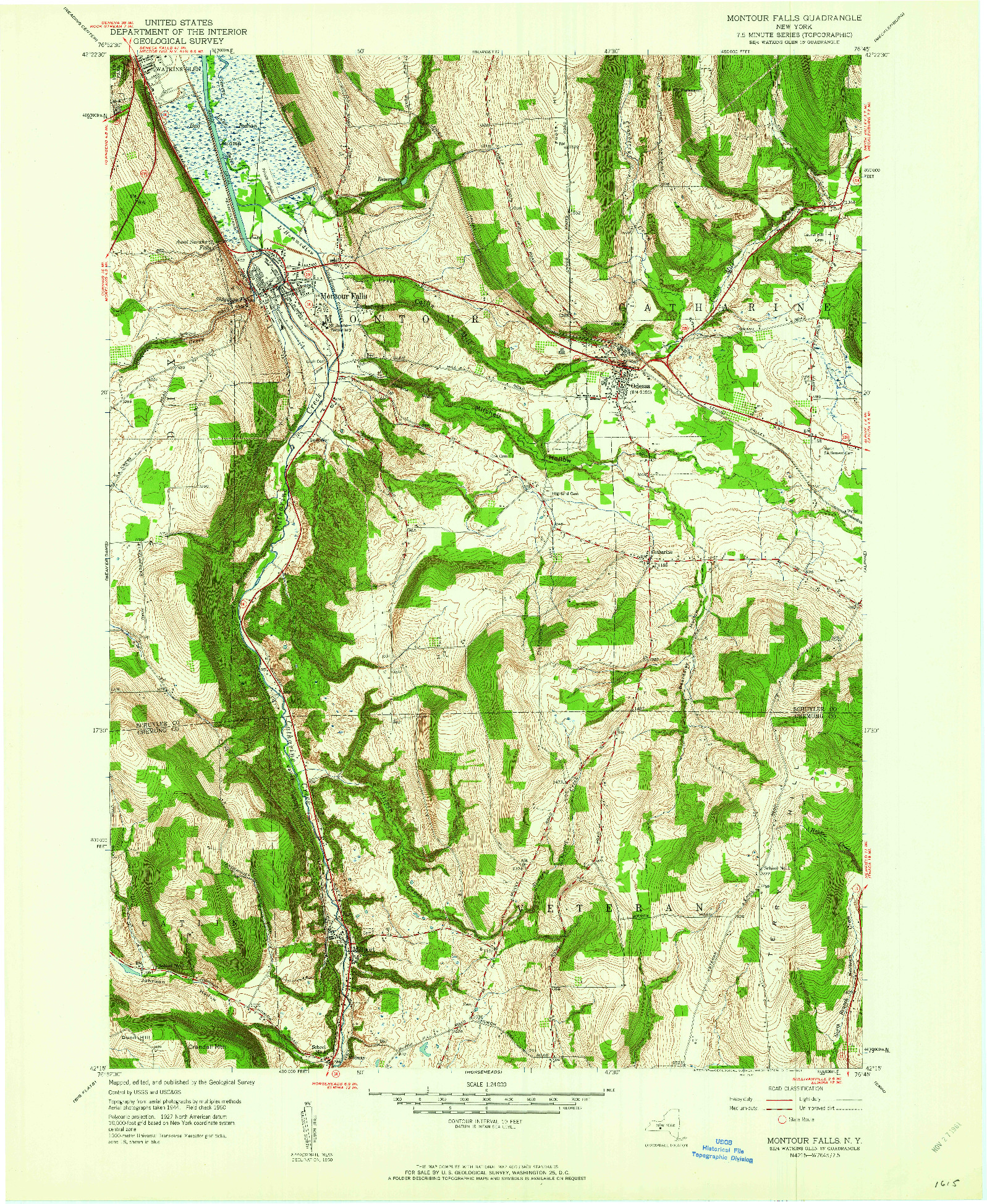 USGS 1:24000-SCALE QUADRANGLE FOR MONTOUR FALLS, NY 1961