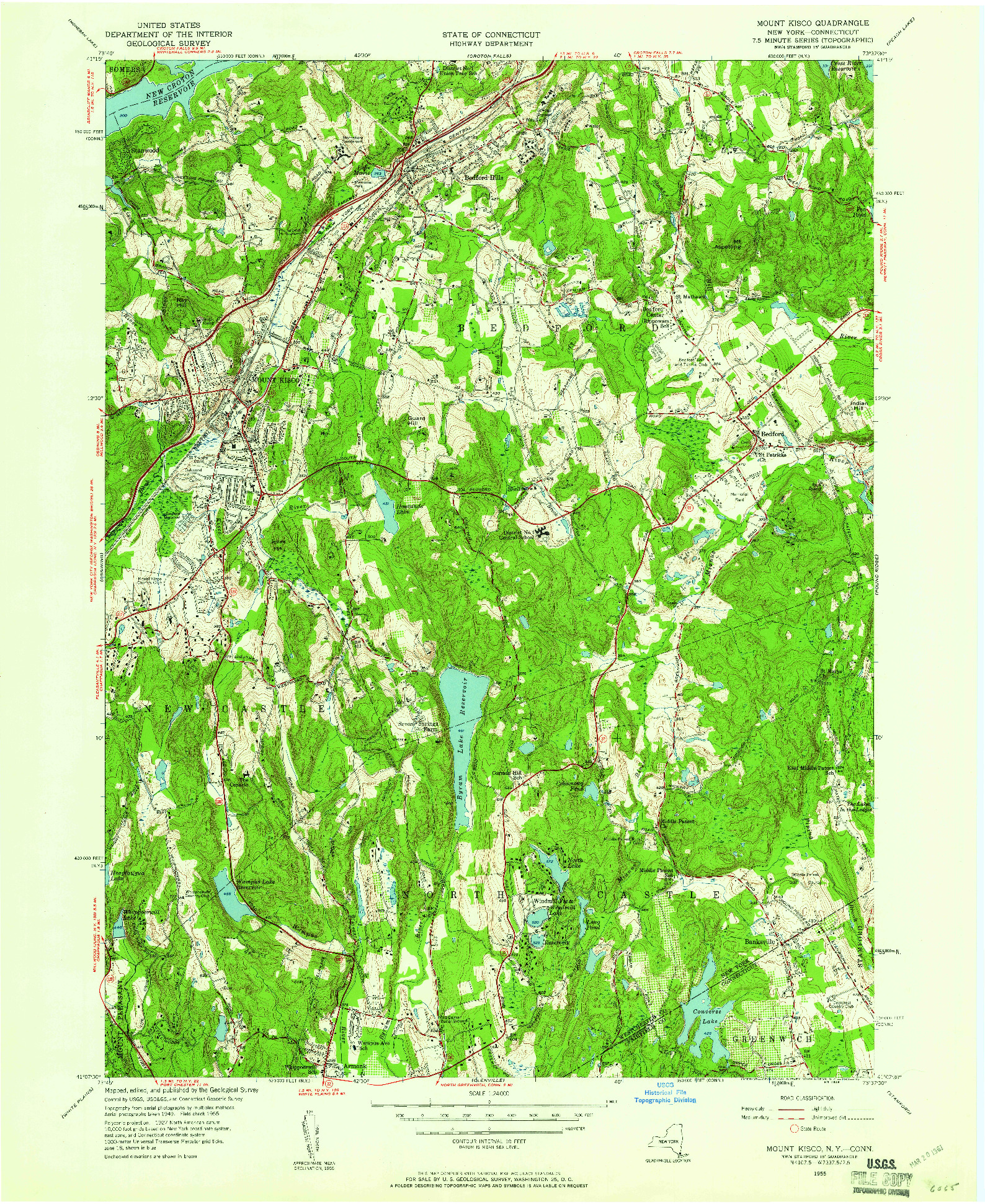 USGS 1:24000-SCALE QUADRANGLE FOR MOUNT KISCO, NY 1955