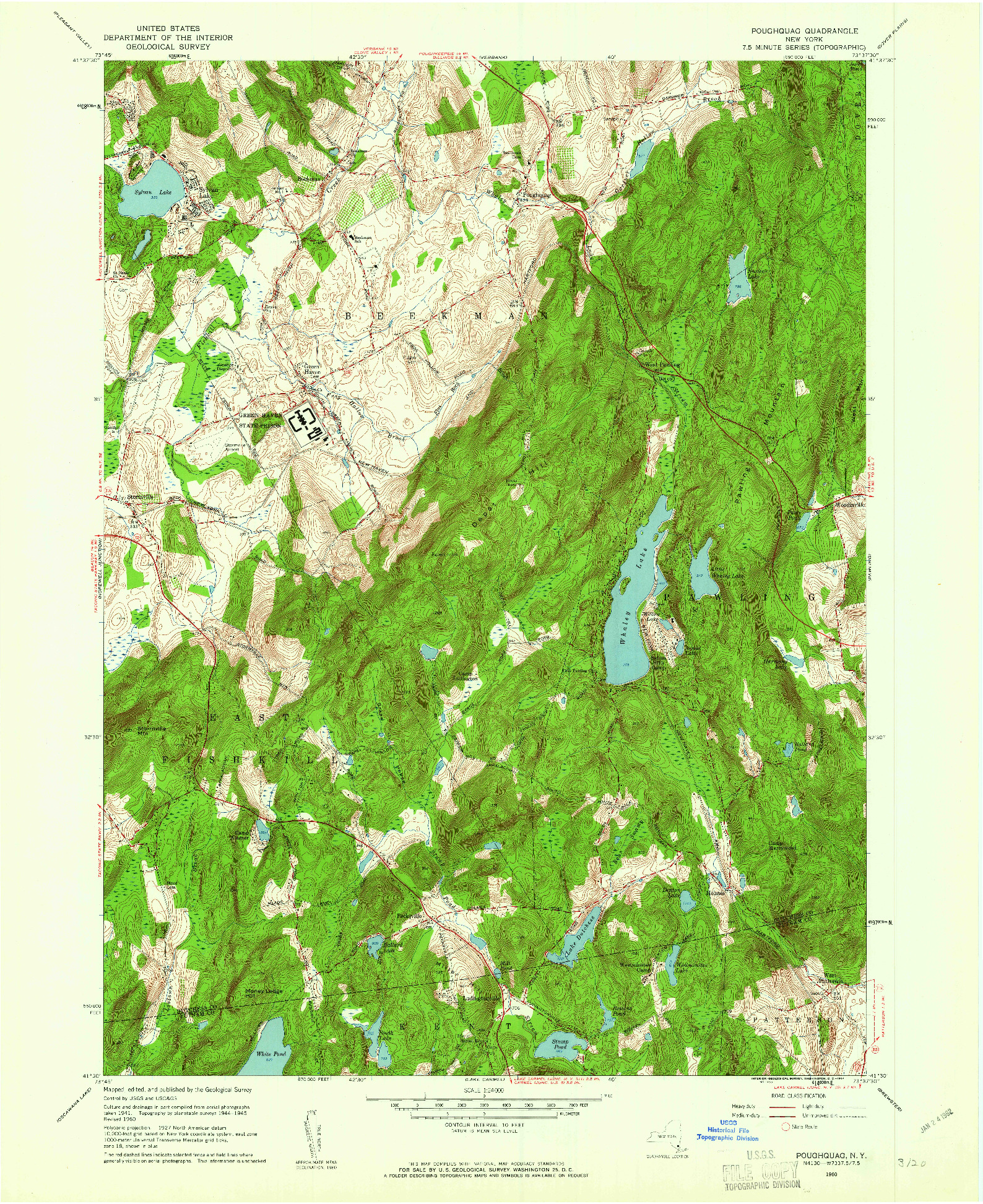 USGS 1:24000-SCALE QUADRANGLE FOR POUGHQUAG, NY 1960