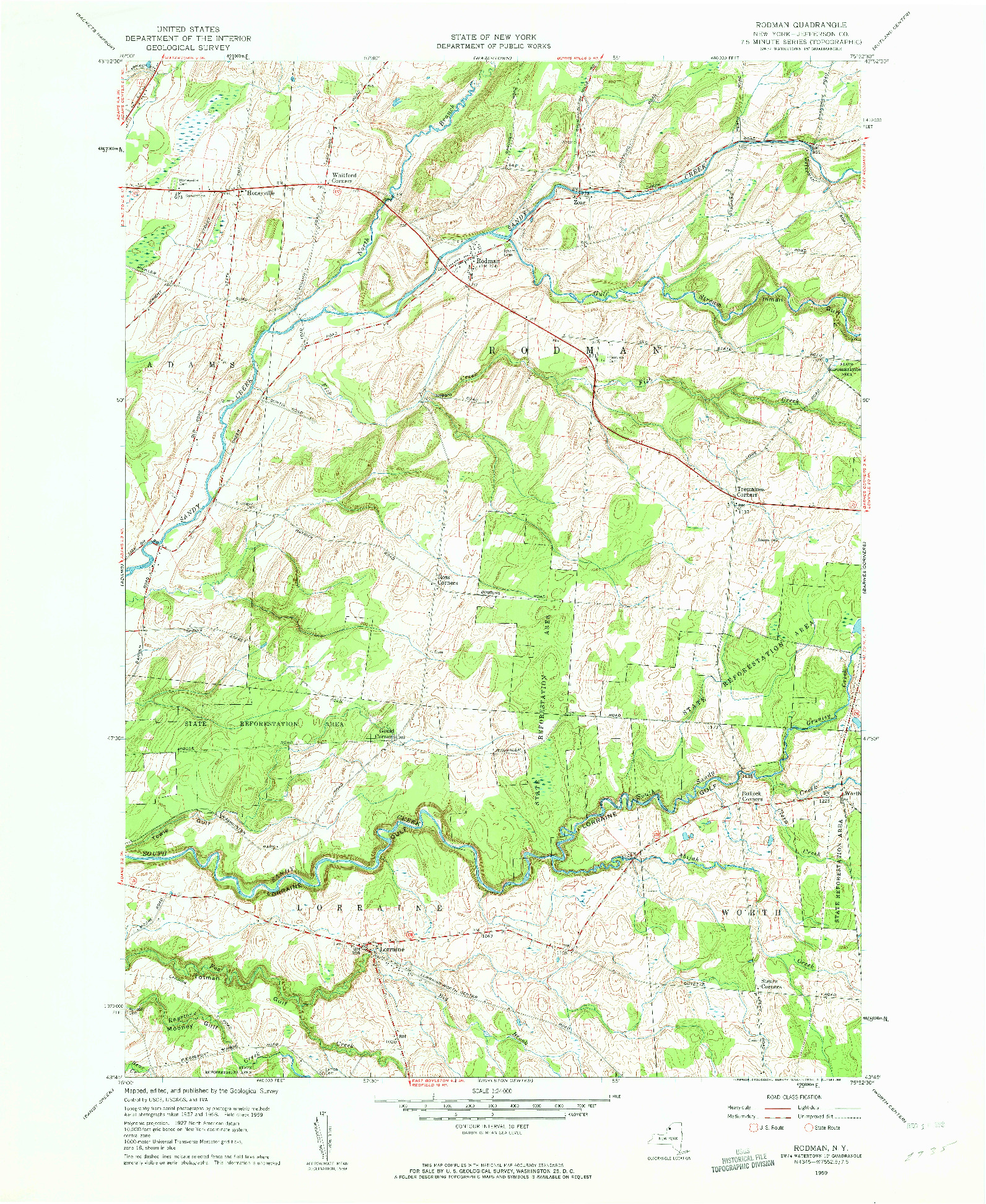 USGS 1:24000-SCALE QUADRANGLE FOR RODMAN, NY 1959