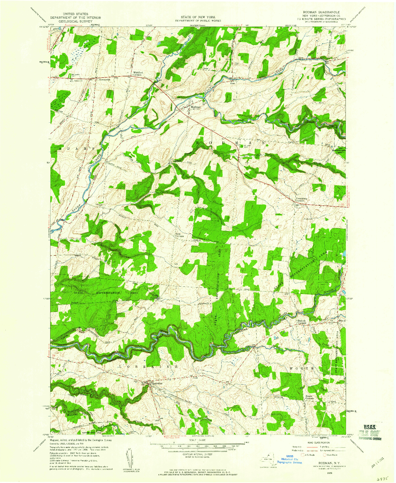 USGS 1:24000-SCALE QUADRANGLE FOR RODMAN, NY 1959