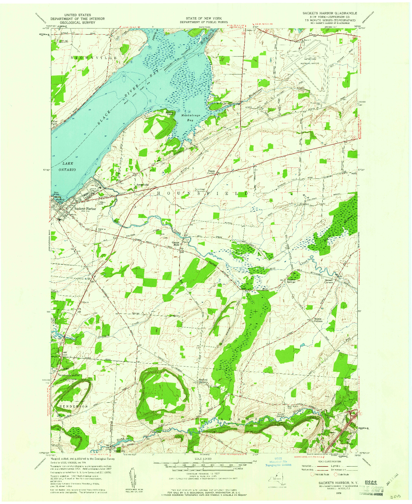 USGS 1:24000-SCALE QUADRANGLE FOR SACKETS HARBOR, NY 1959
