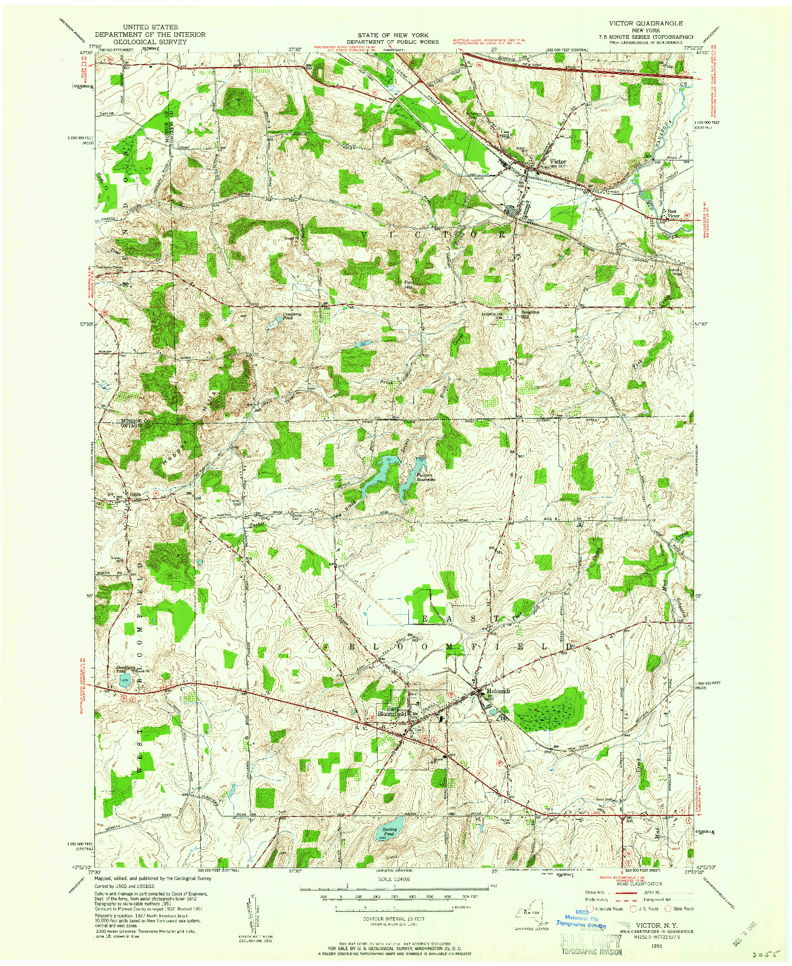 USGS 1:24000-SCALE QUADRANGLE FOR VICTOR, NY 1951