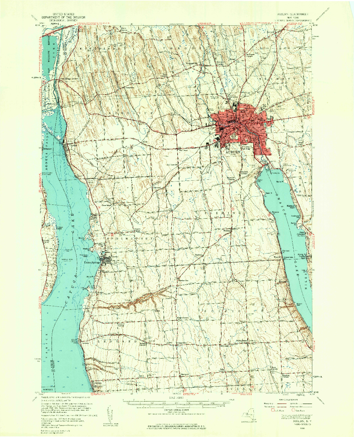 USGS 1:62500-SCALE QUADRANGLE FOR AUBURN, NY 1956